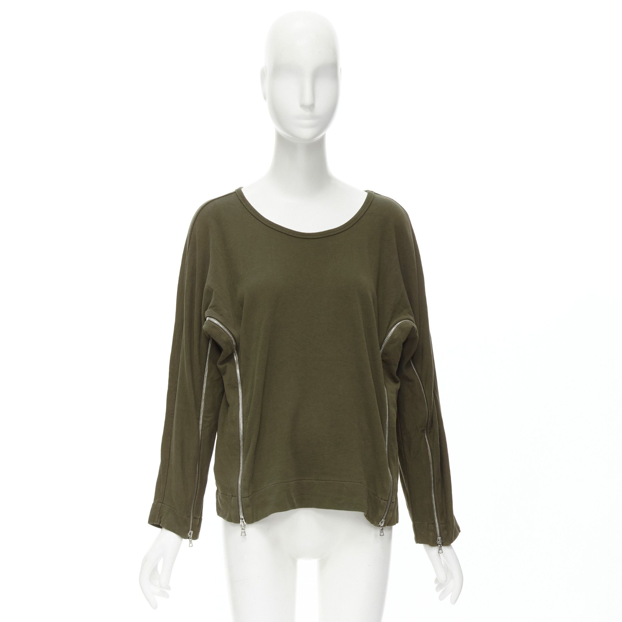 Dries Van Noten DRIES VAN NOTEN brown cotton silver zip detail sweater top M Size M / US 6-8 / IT 42-44 - 10 Thumbnail
