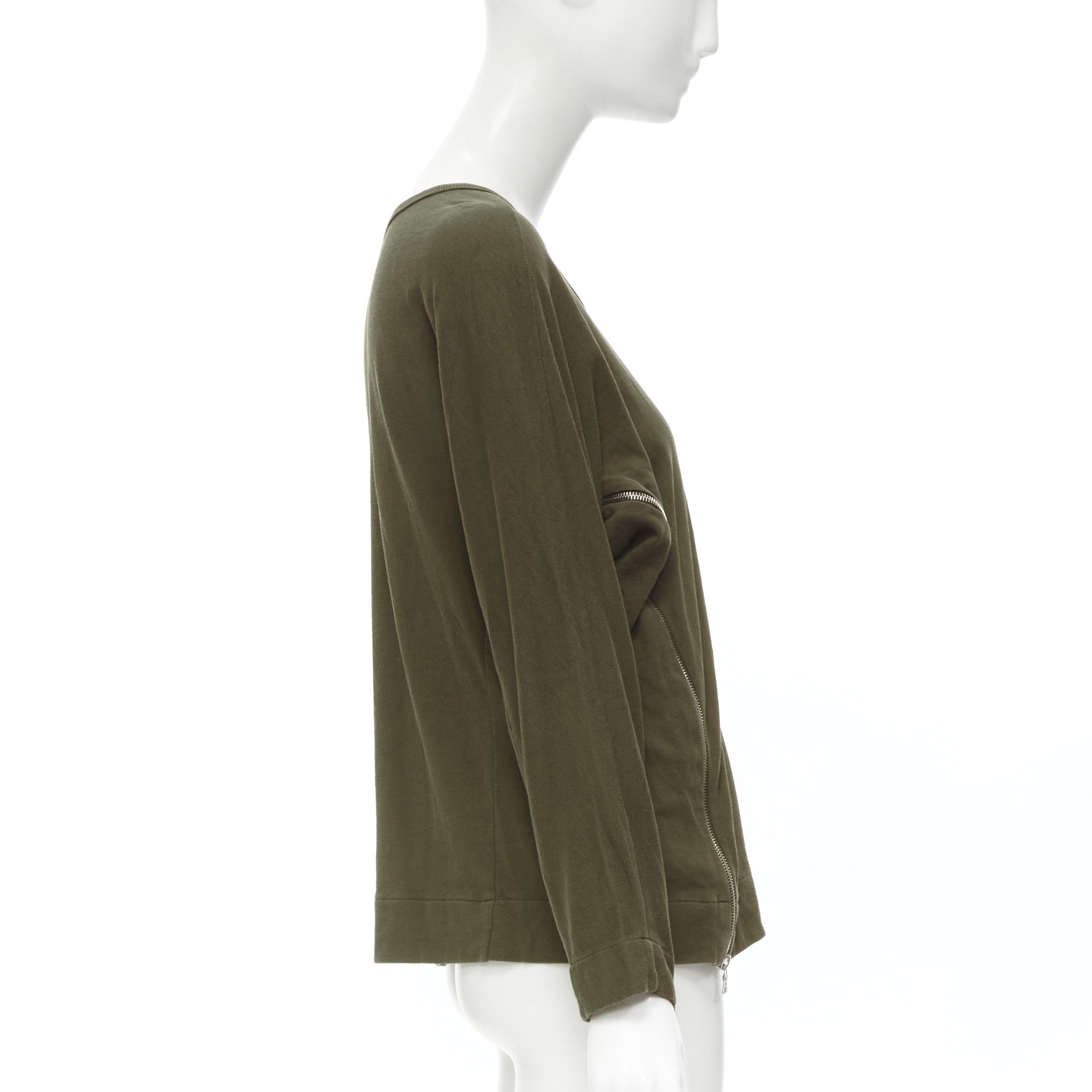Dries Van Noten DRIES VAN NOTEN brown cotton silver zip detail sweater top M Size M / US 6-8 / IT 42-44 - 4 Thumbnail