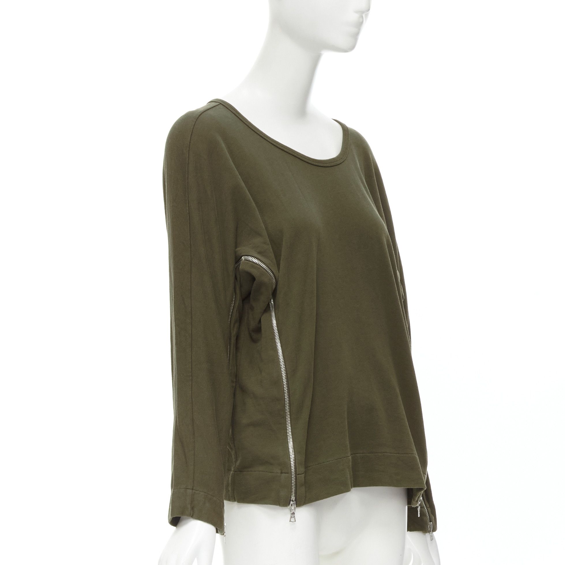 Dries Van Noten DRIES VAN NOTEN brown cotton silver zip detail sweater top M Size M / US 6-8 / IT 42-44 - 3 Thumbnail