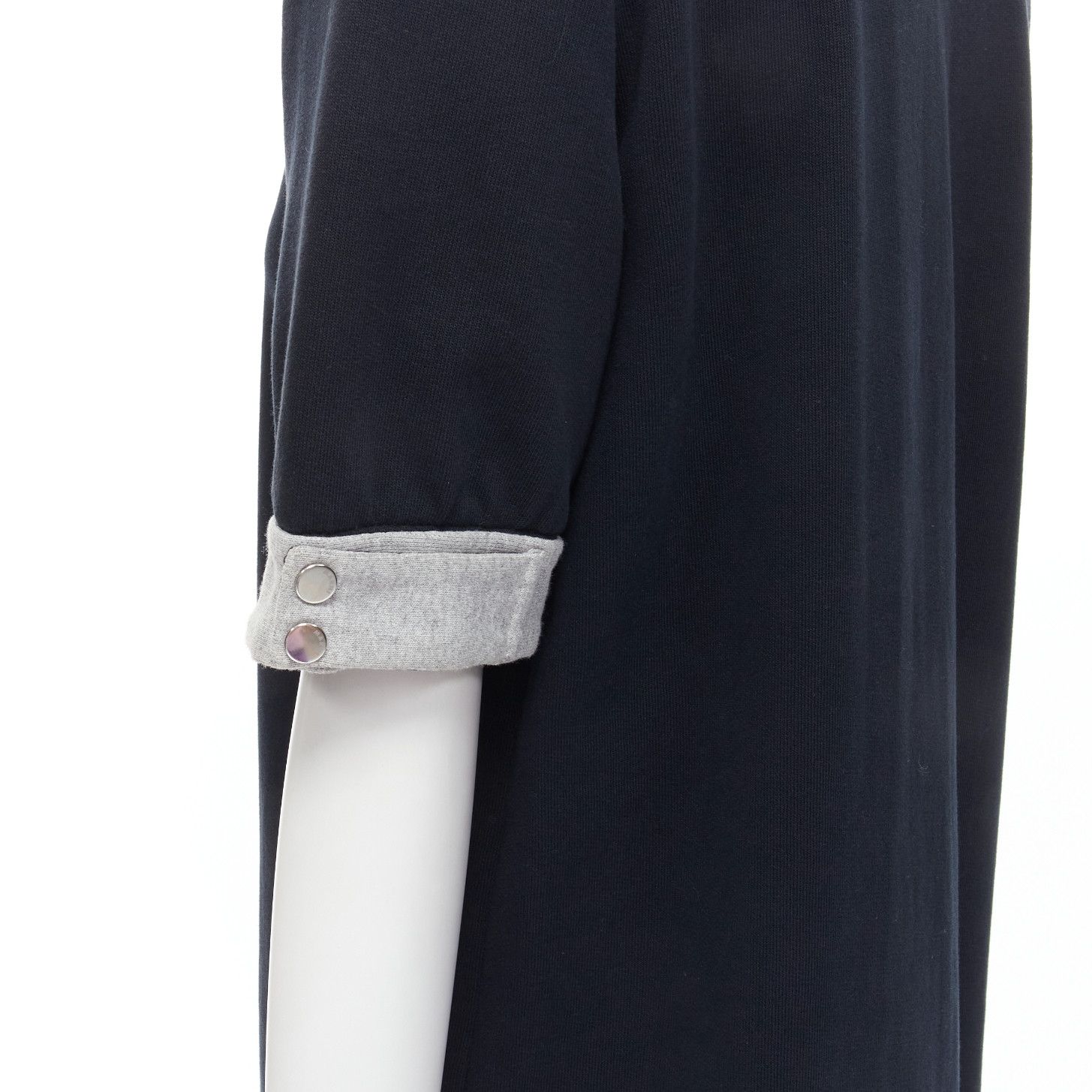Marni MARNI black cotton grey cuff silver snap button detail casual dress UK12 M Size M / US 6-8 / IT 42-44 - 7 Thumbnail