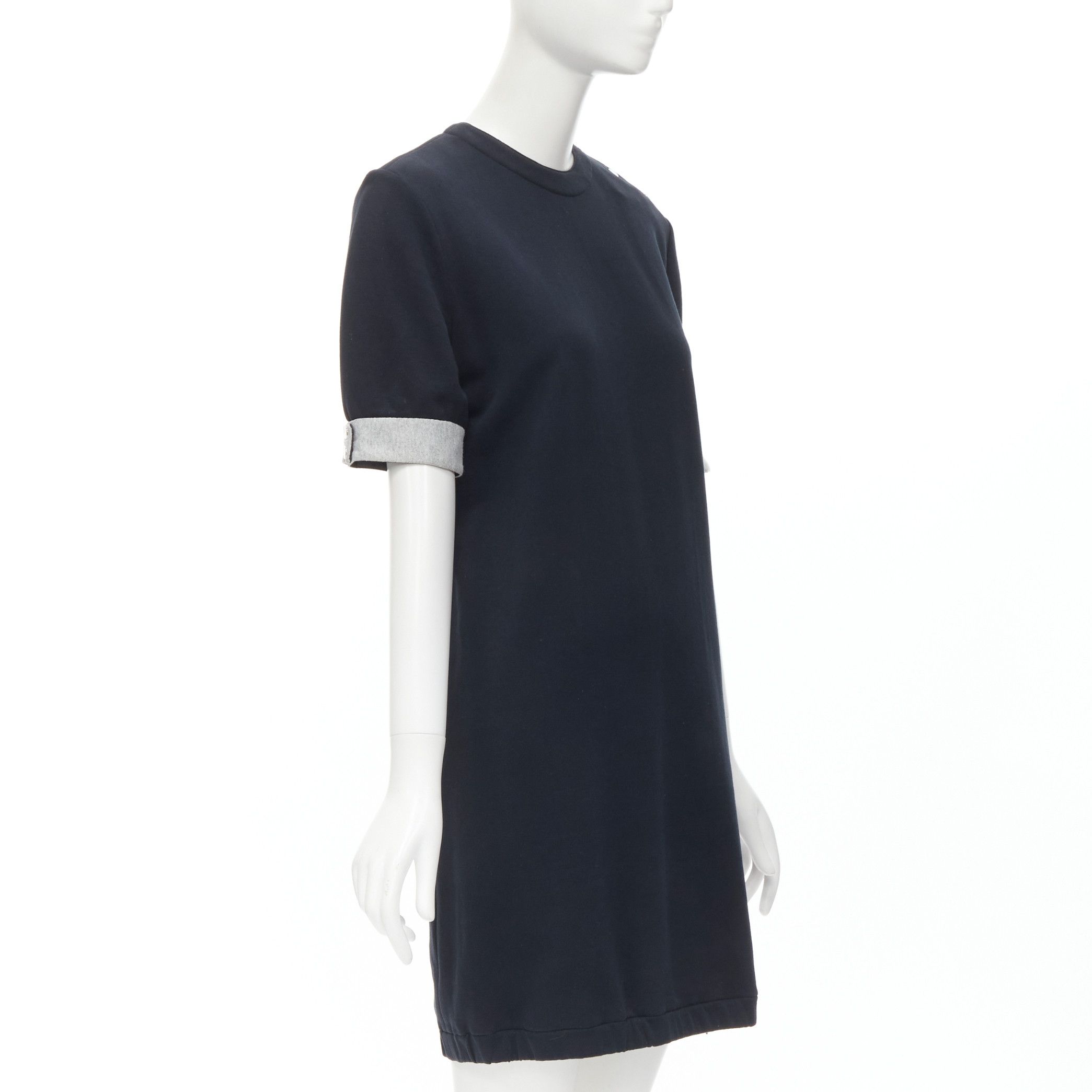 Marni MARNI black cotton grey cuff silver snap button detail casual dress UK12 M Size M / US 6-8 / IT 42-44 - 3 Thumbnail