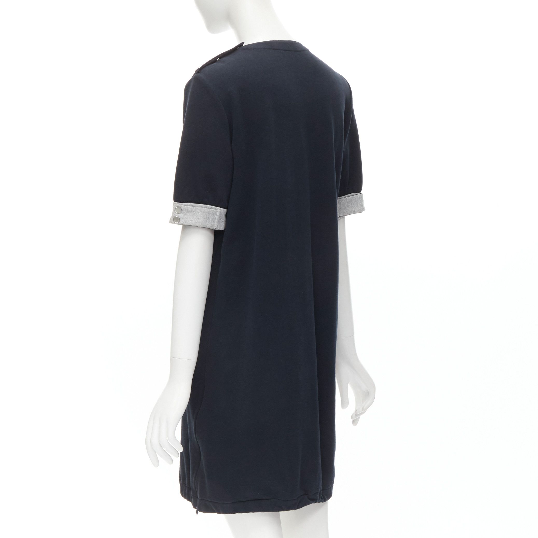 Marni MARNI black cotton grey cuff silver snap button detail casual dress UK12 M Size M / US 6-8 / IT 42-44 - 6 Thumbnail