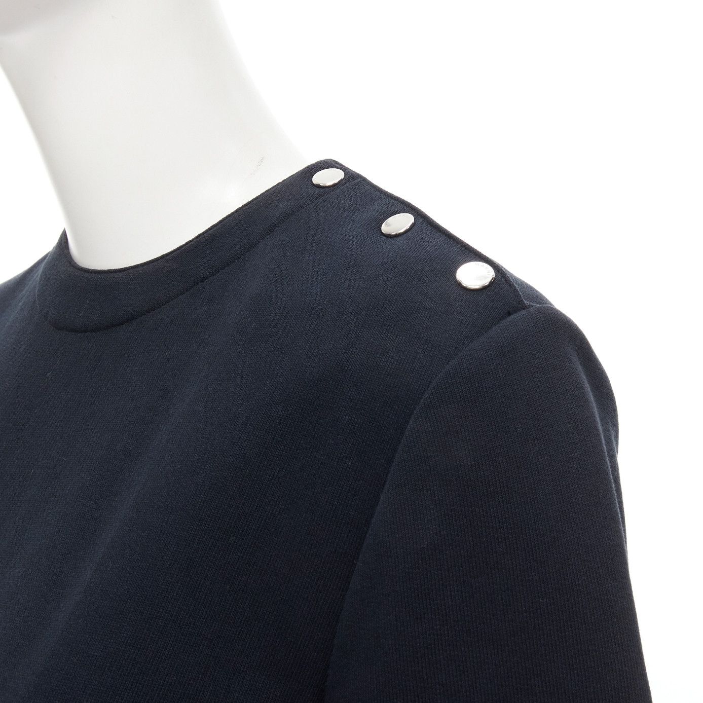 Marni MARNI black cotton grey cuff silver snap button detail casual dress UK12 M Size M / US 6-8 / IT 42-44 - 2 Thumbnail