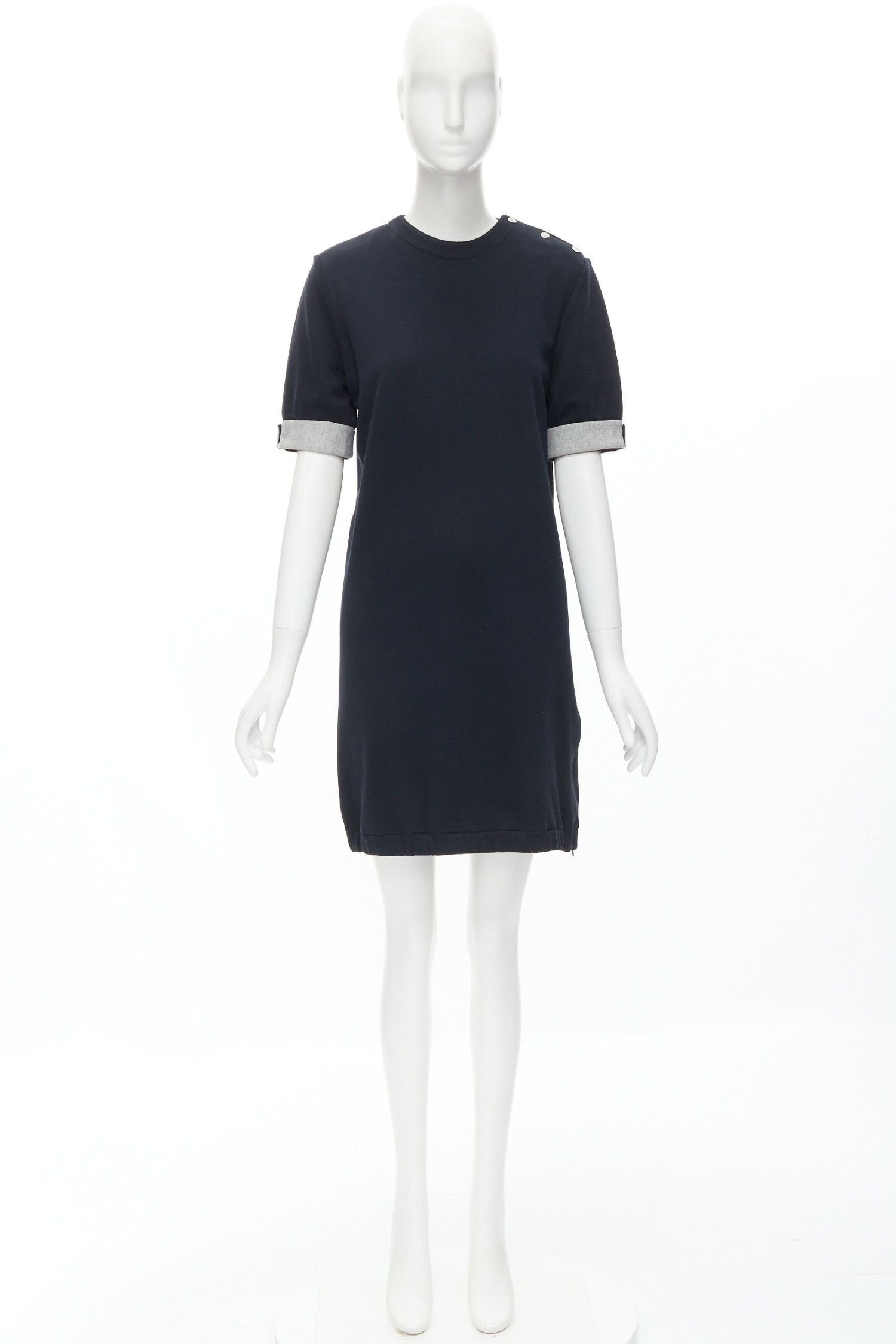 Marni MARNI black cotton grey cuff silver snap button detail casual dress UK12 M Size M / US 6-8 / IT 42-44 - 10 Thumbnail