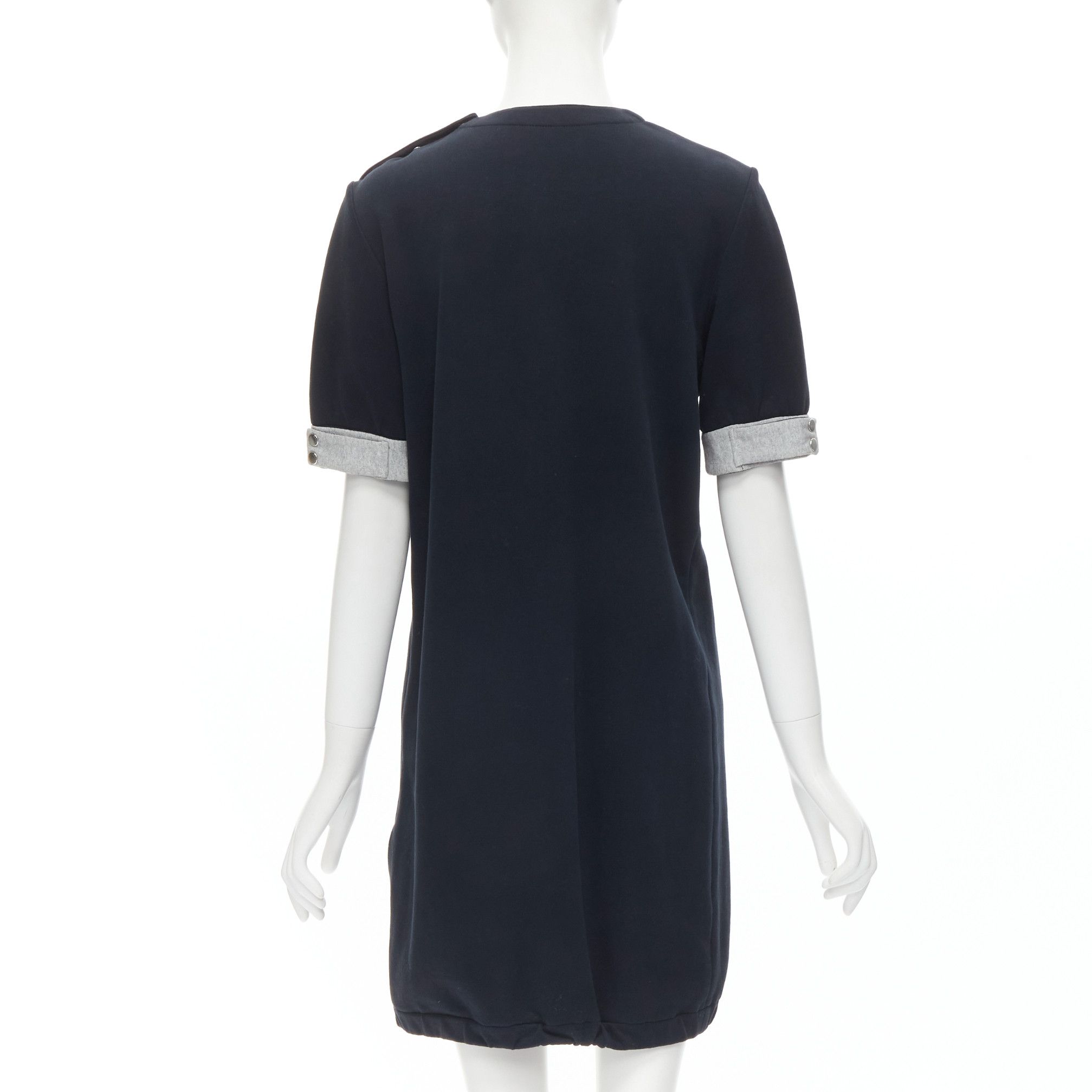 Marni MARNI black cotton grey cuff silver snap button detail casual dress UK12 M Size M / US 6-8 / IT 42-44 - 5 Thumbnail