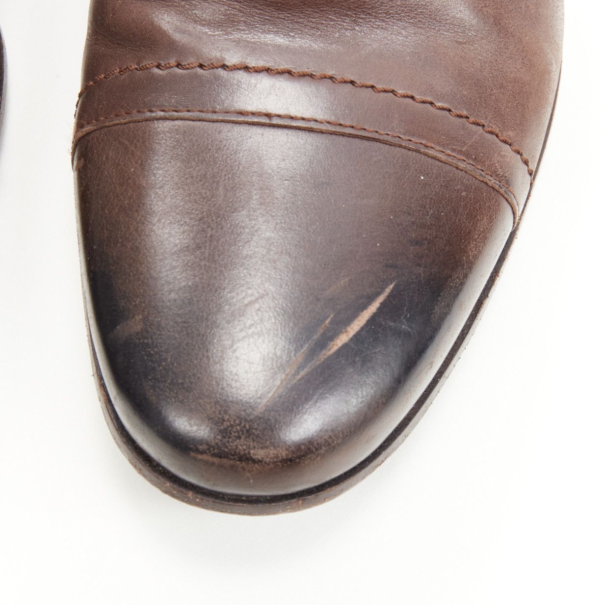 Lanvin LANVIN brown calfskin lace up distressed scuffed leather dress shoes US8 EU41 Size US 8 / EU 41 - 7 Thumbnail