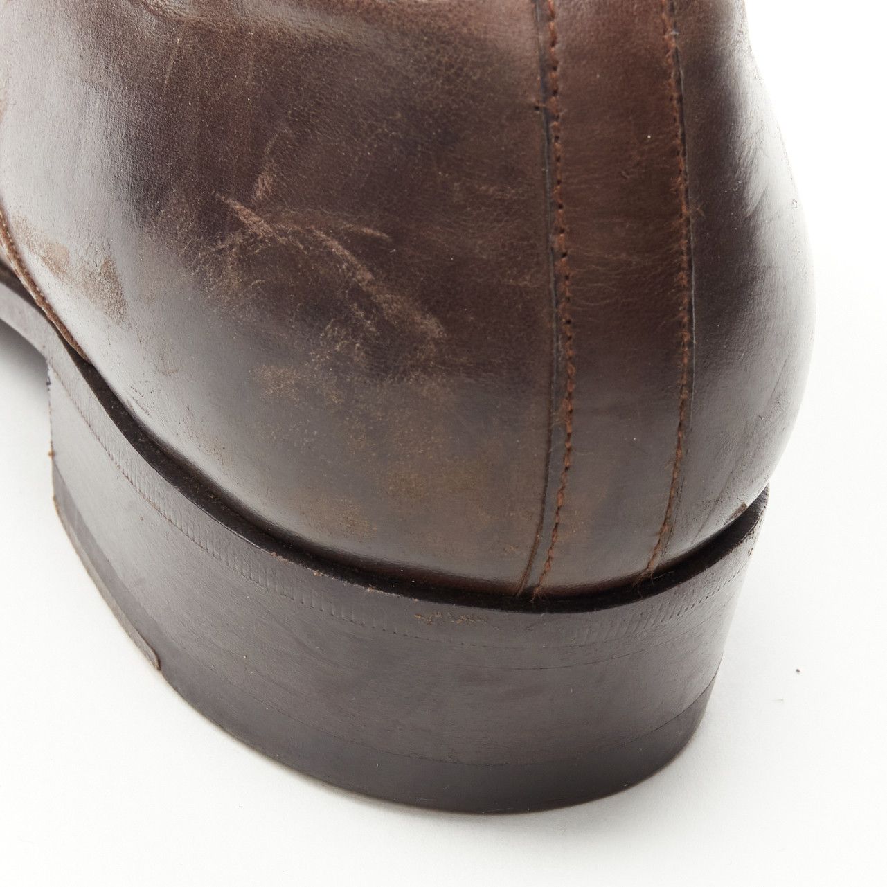 Lanvin LANVIN brown calfskin lace up distressed scuffed leather dress shoes US8 EU41 Size US 8 / EU 41 - 9 Thumbnail