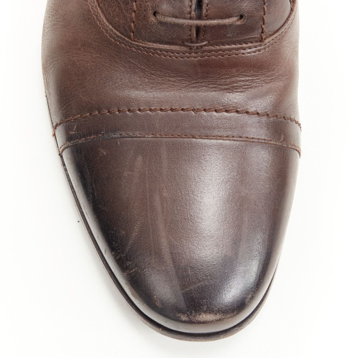 Lanvin LANVIN brown calfskin lace up distressed scuffed leather dress shoes US8 EU41 Size US 8 / EU 41 - 6 Thumbnail
