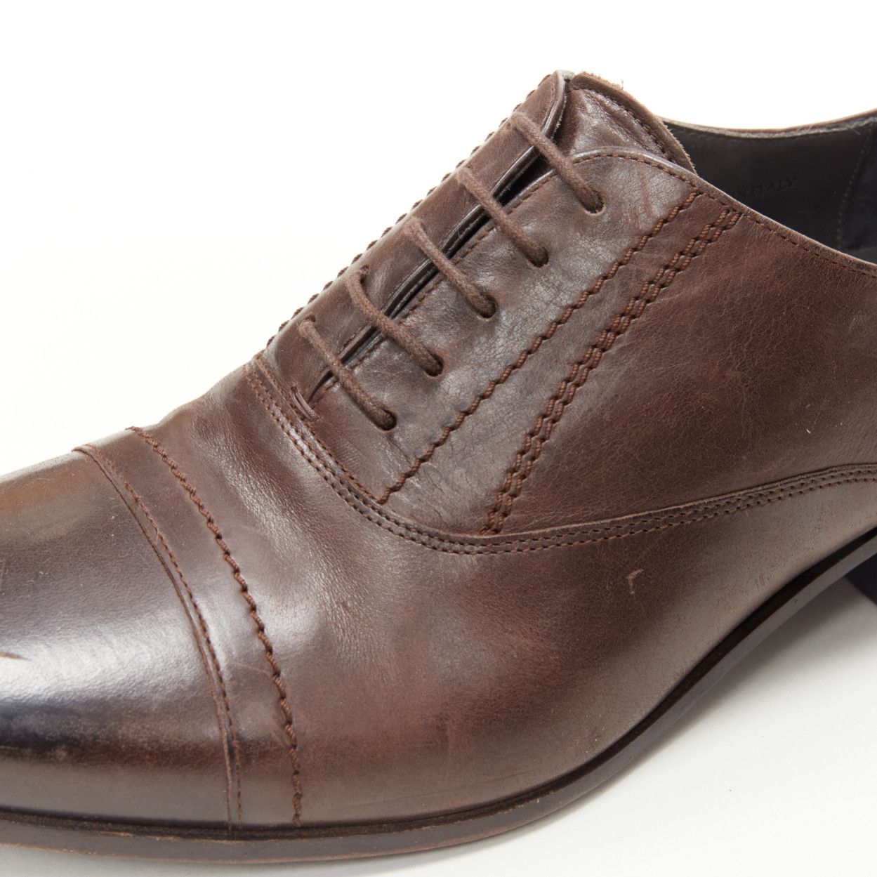 Lanvin LANVIN brown calfskin lace up distressed scuffed leather dress shoes US8 EU41 Size US 8 / EU 41 - 8 Thumbnail