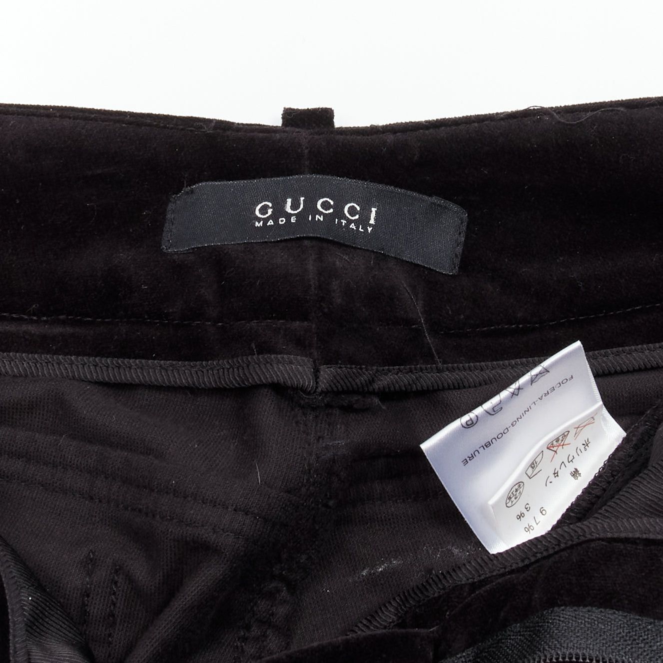 Gucci GUCCI Vintage black velour GG interlock logo side pocket zip flare pants XS Size 25" / US 0 / IT 36 - 9 Thumbnail
