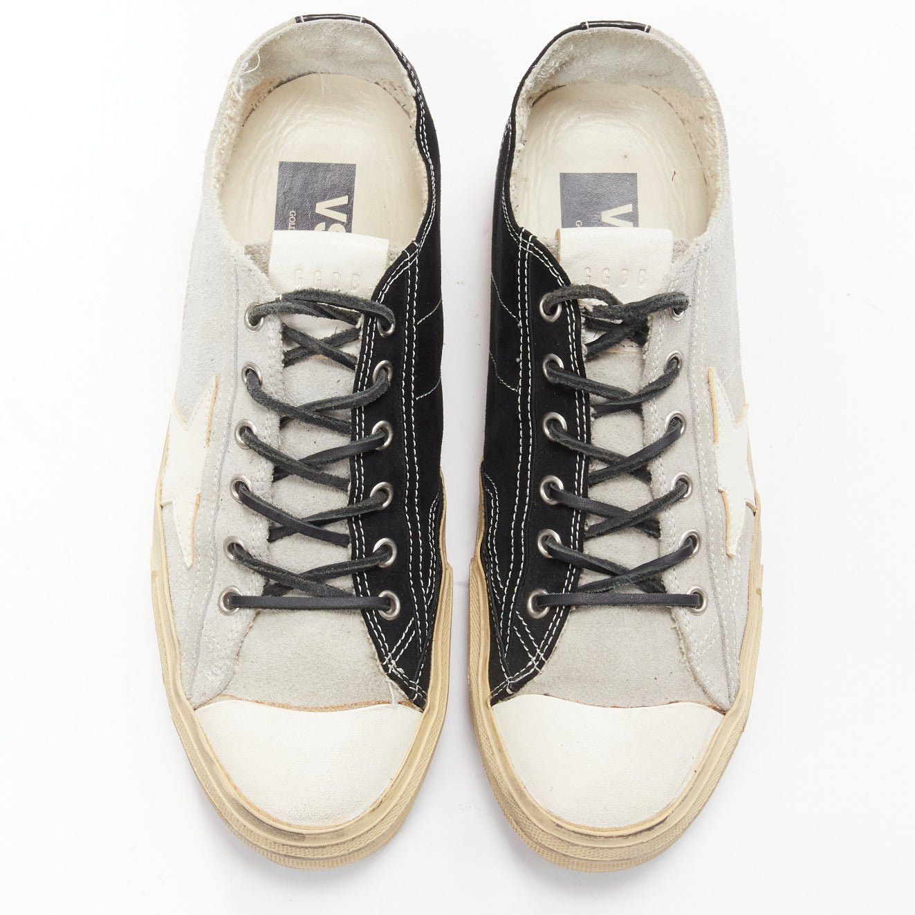 Golden Goose GOLDEN GOOSE VSTAR2 bicolor grey black distressed leather sneakers EU40 Size US 7 / EU 40 - 2 Thumbnail