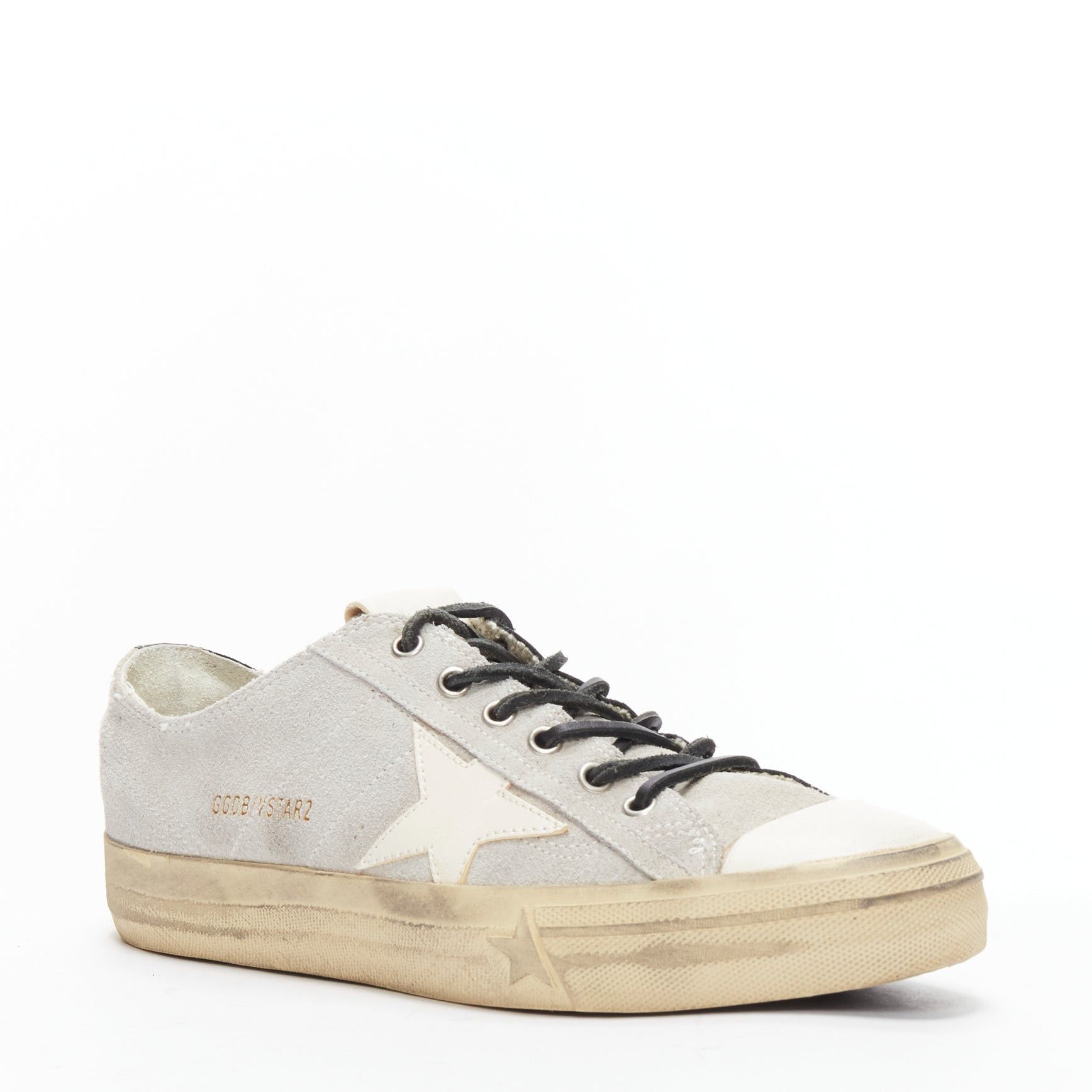 Golden Goose GOLDEN GOOSE VSTAR2 bicolor grey black distressed leather sneakers EU40 Size US 7 / EU 40 - 3 Thumbnail