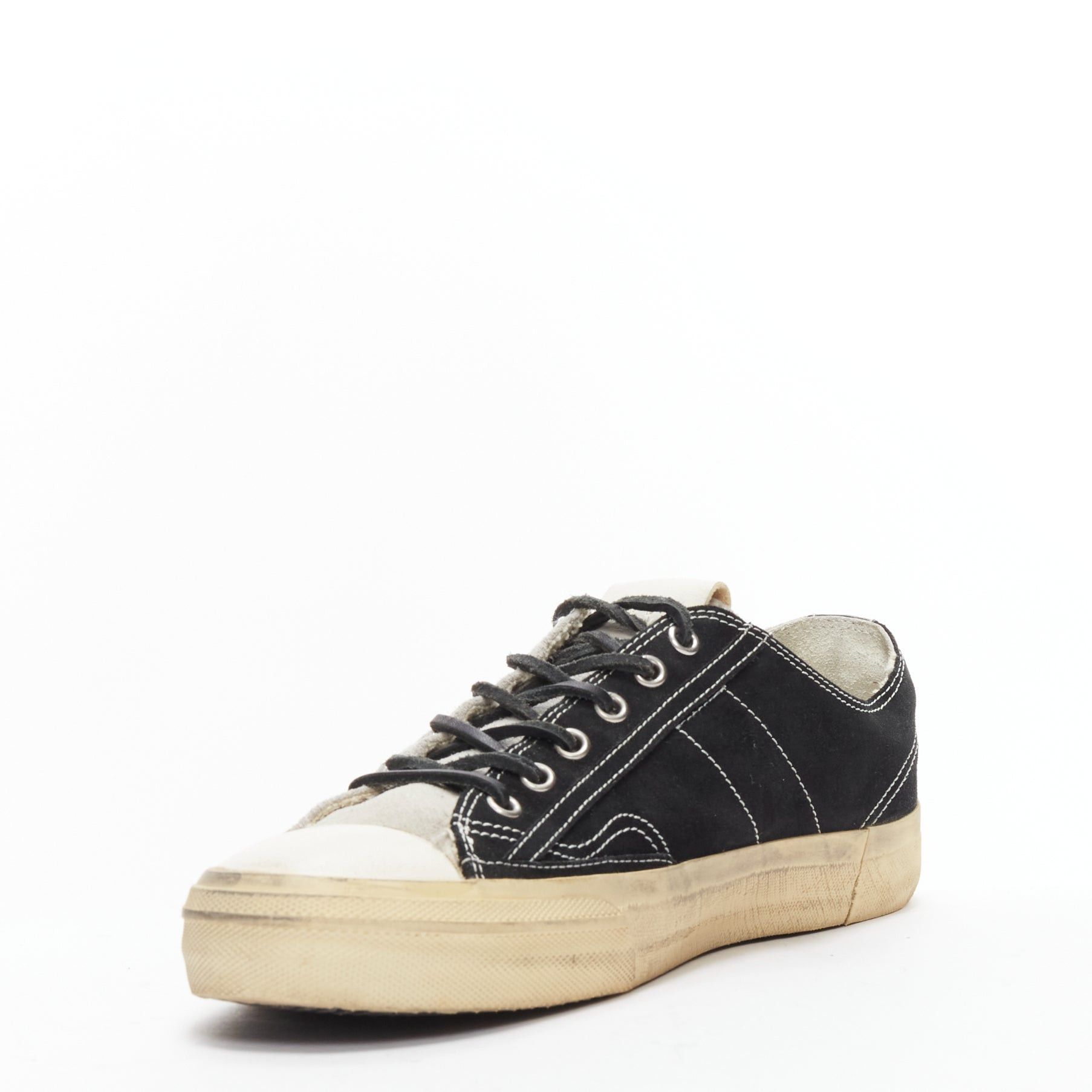 Golden Goose GOLDEN GOOSE VSTAR2 bicolor grey black distressed leather sneakers EU40 Size US 7 / EU 40 - 4 Thumbnail