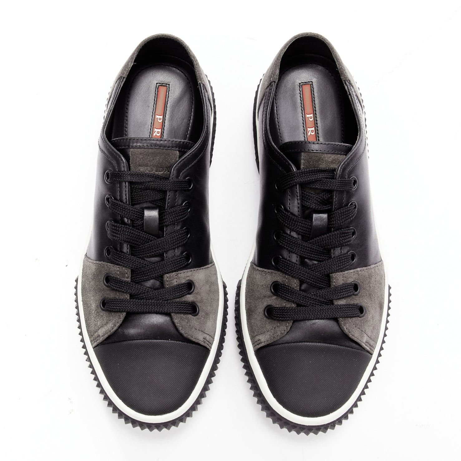 Prada PRADA Stratus black grey suede leather low top sneakers UK5.5 EU39.5 Size US 6.5 / EU 39-40 - 3 Thumbnail