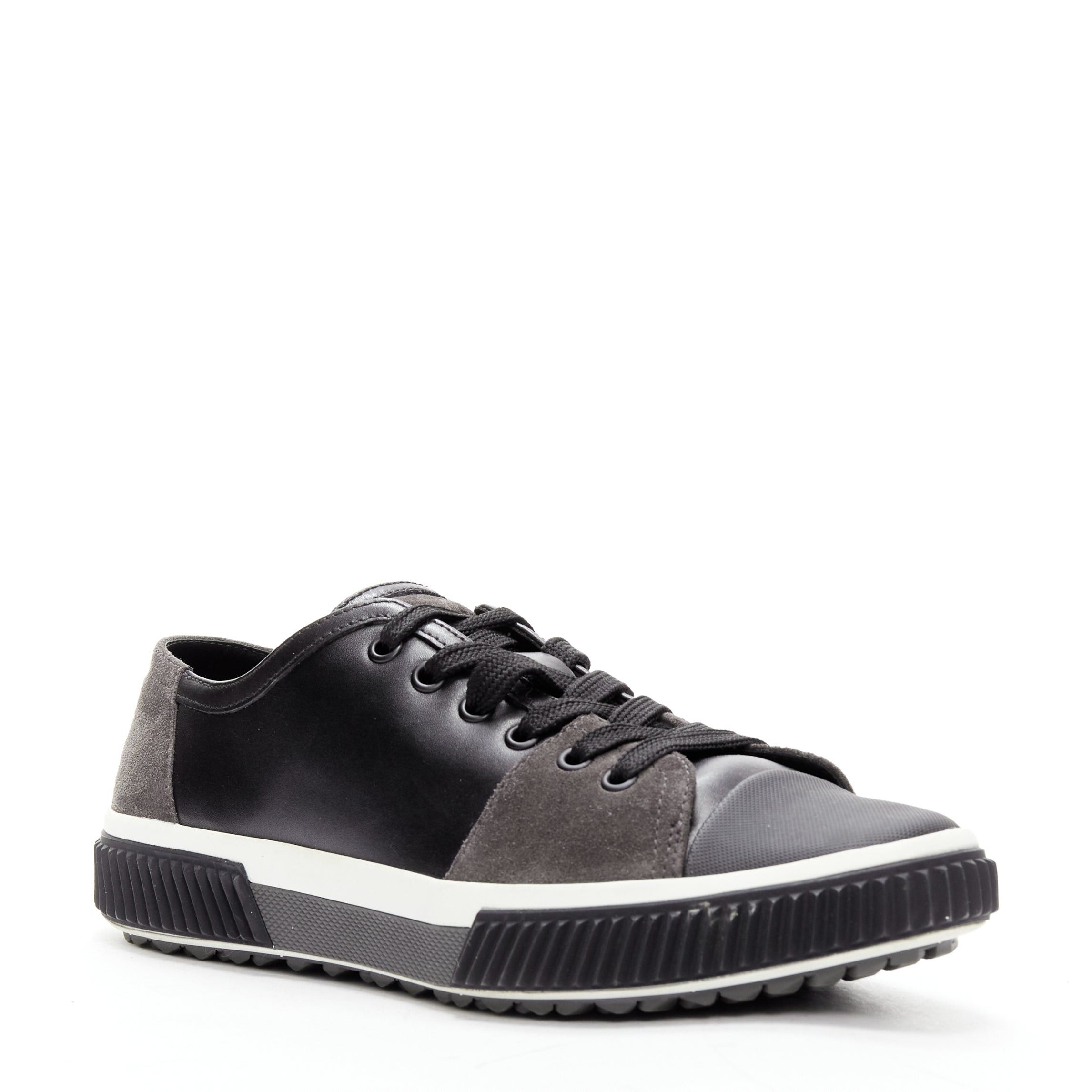 Prada PRADA Stratus black grey suede leather low top sneakers UK5.5 EU39.5 Size US 6.5 / EU 39-40 - 2 Thumbnail