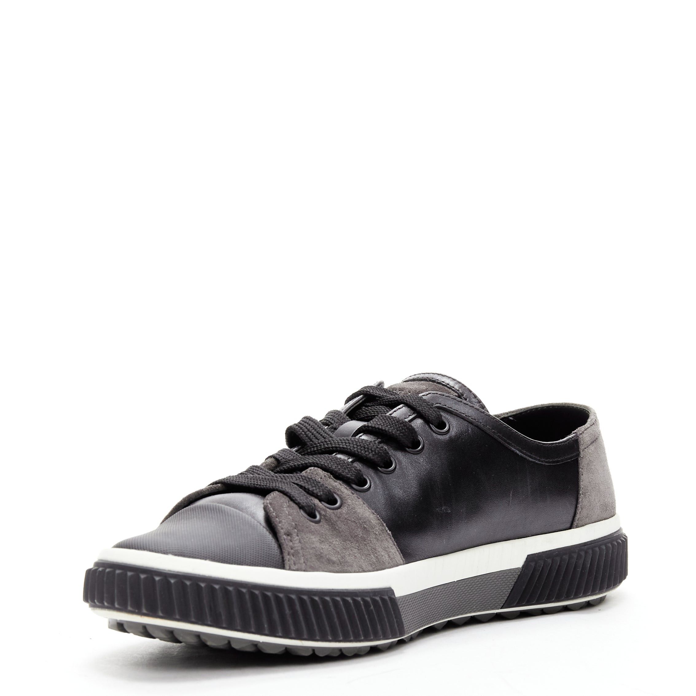Prada PRADA Stratus black grey suede leather low top sneakers UK5.5 EU39.5 Size US 6.5 / EU 39-40 - 4 Thumbnail