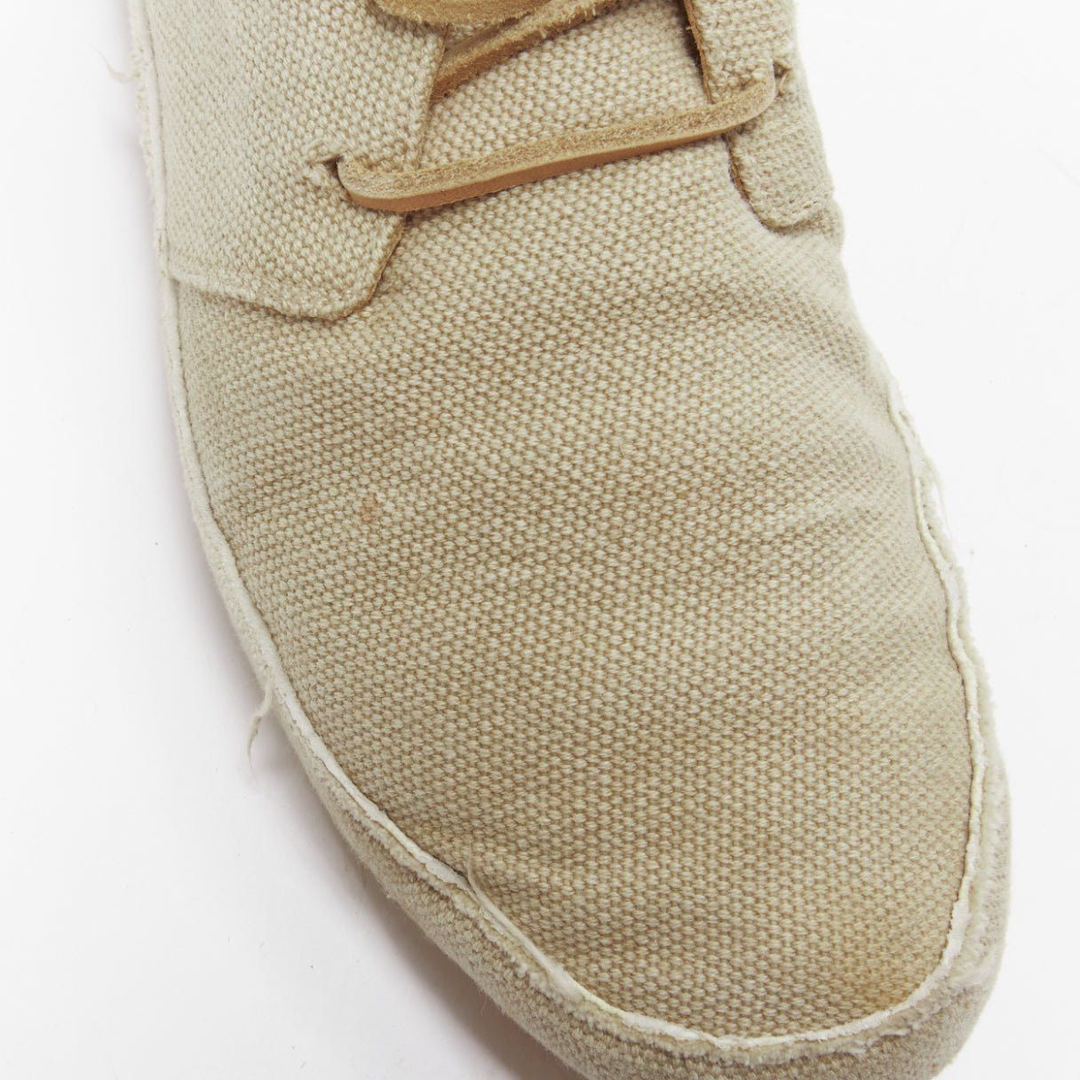 Maison Margiela MAISON MARGIELA beige canvas leather lace up espadrille boots EU39 Size US 6 / EU 39 - 7 Thumbnail