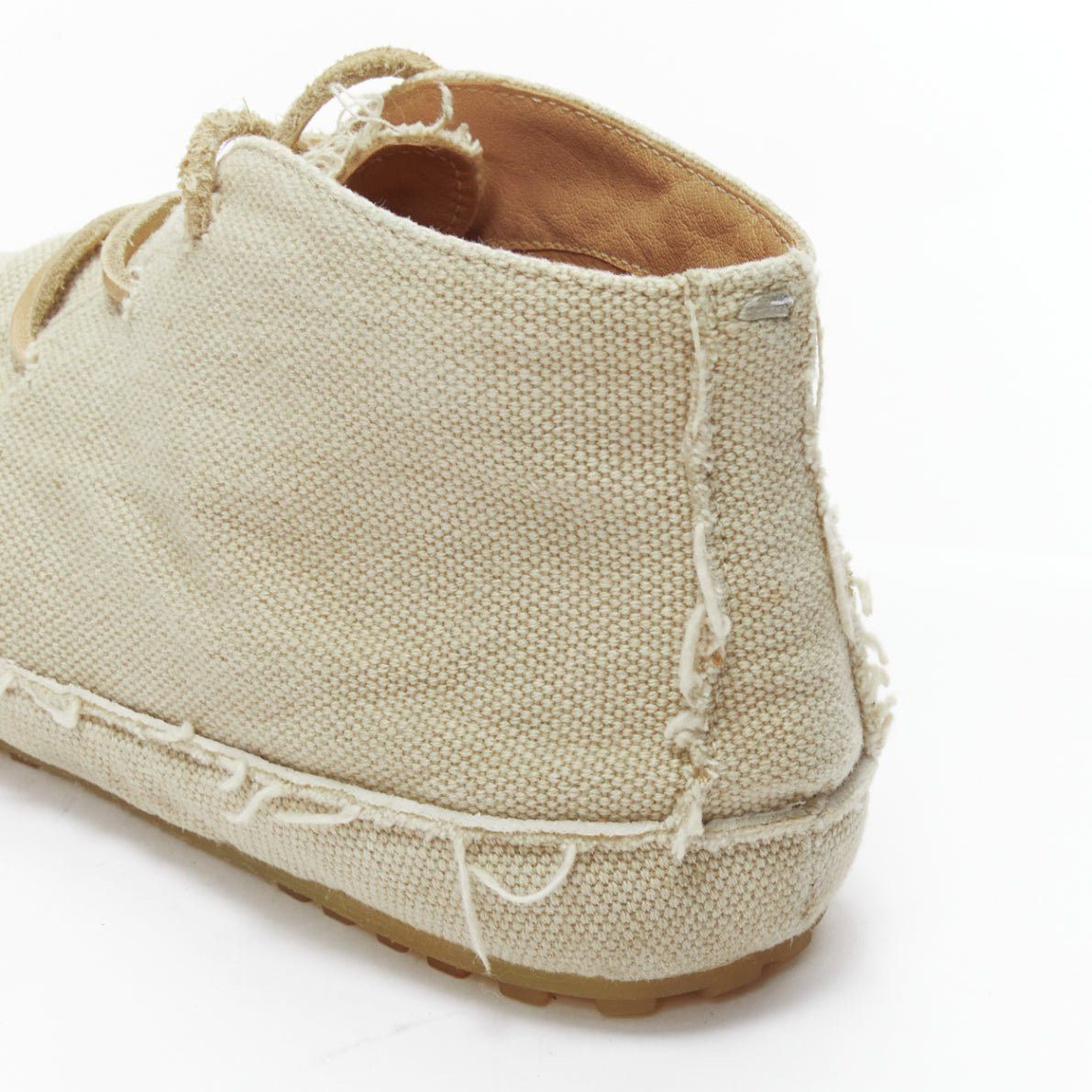 Maison Margiela MAISON MARGIELA beige canvas leather lace up espadrille boots EU39 Size US 6 / EU 39 - 9 Thumbnail