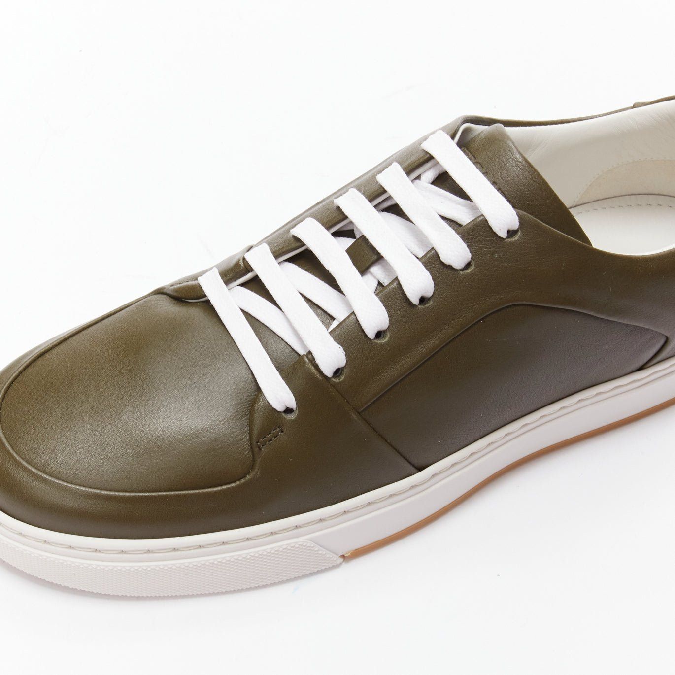 Bottega Veneta new BOTTEGA VENETA Speedster khaki green calf leather low top sneakers EU39.5 Size US 6.5 / EU 39-40 - 7 Thumbnail