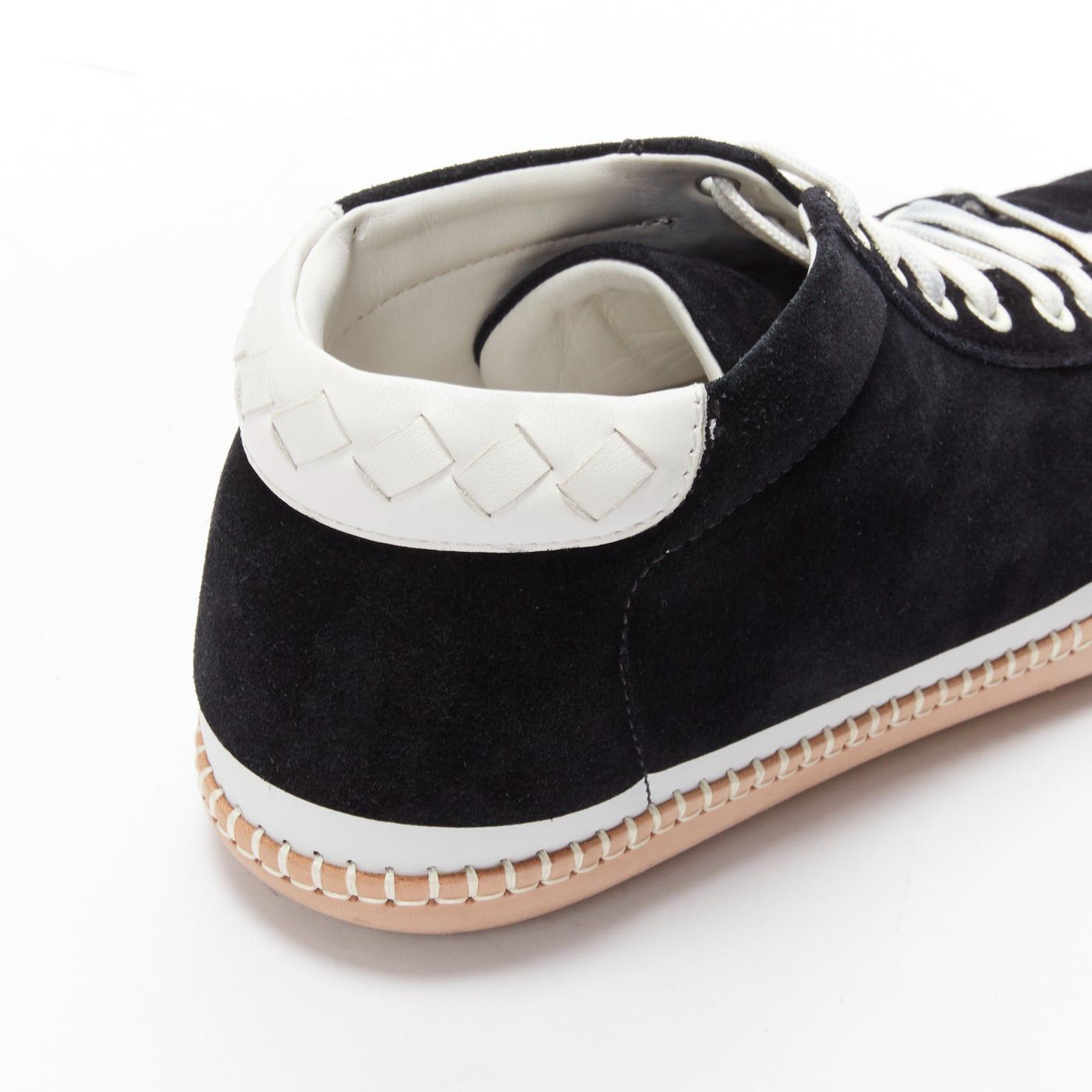 Bottega Veneta BOTTEGA VENETA Spritz black suede white overstitch mid sneakers EU40 Size US 7 / EU 40 - 9 Thumbnail