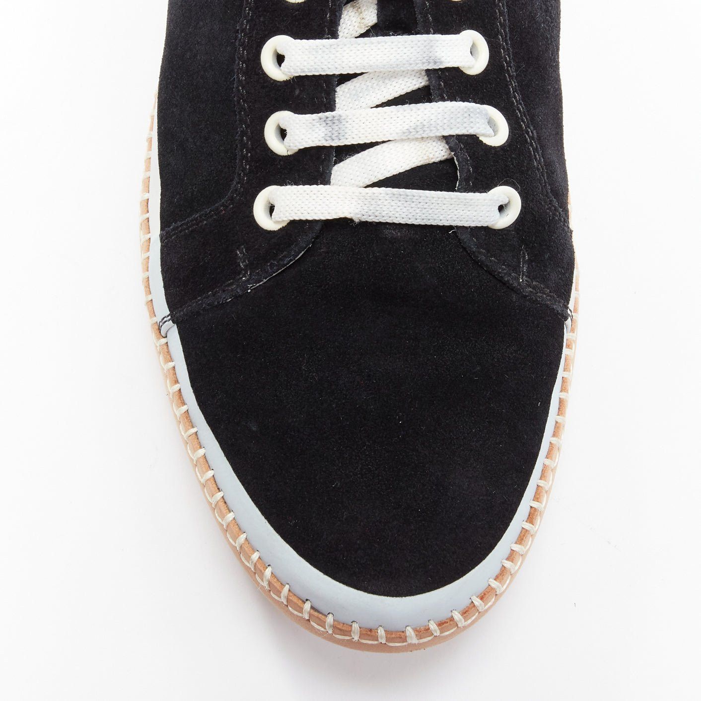Bottega Veneta BOTTEGA VENETA Spritz black suede white overstitch mid sneakers EU40 Size US 7 / EU 40 - 6 Thumbnail