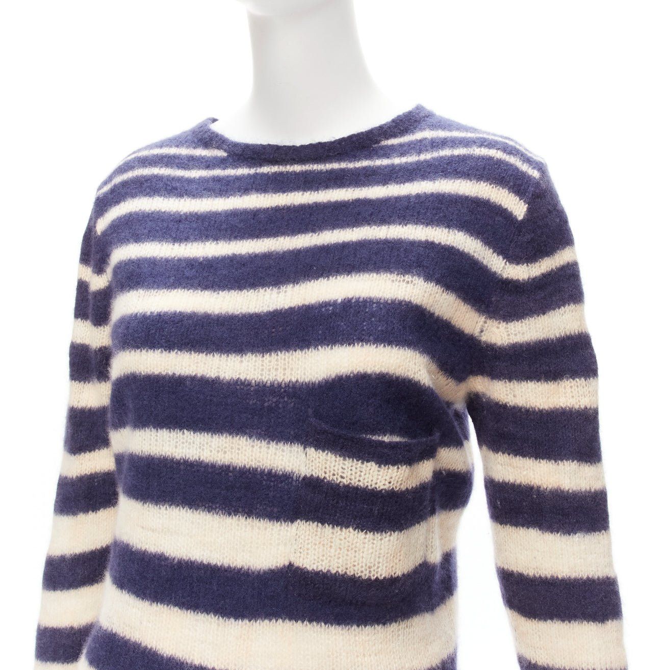 The Elder Statesman THE ELDER STATESMAN 100% cashmere navy cream nautical stripes sweater S Size S / US 4 / IT 40 - 2 Thumbnail