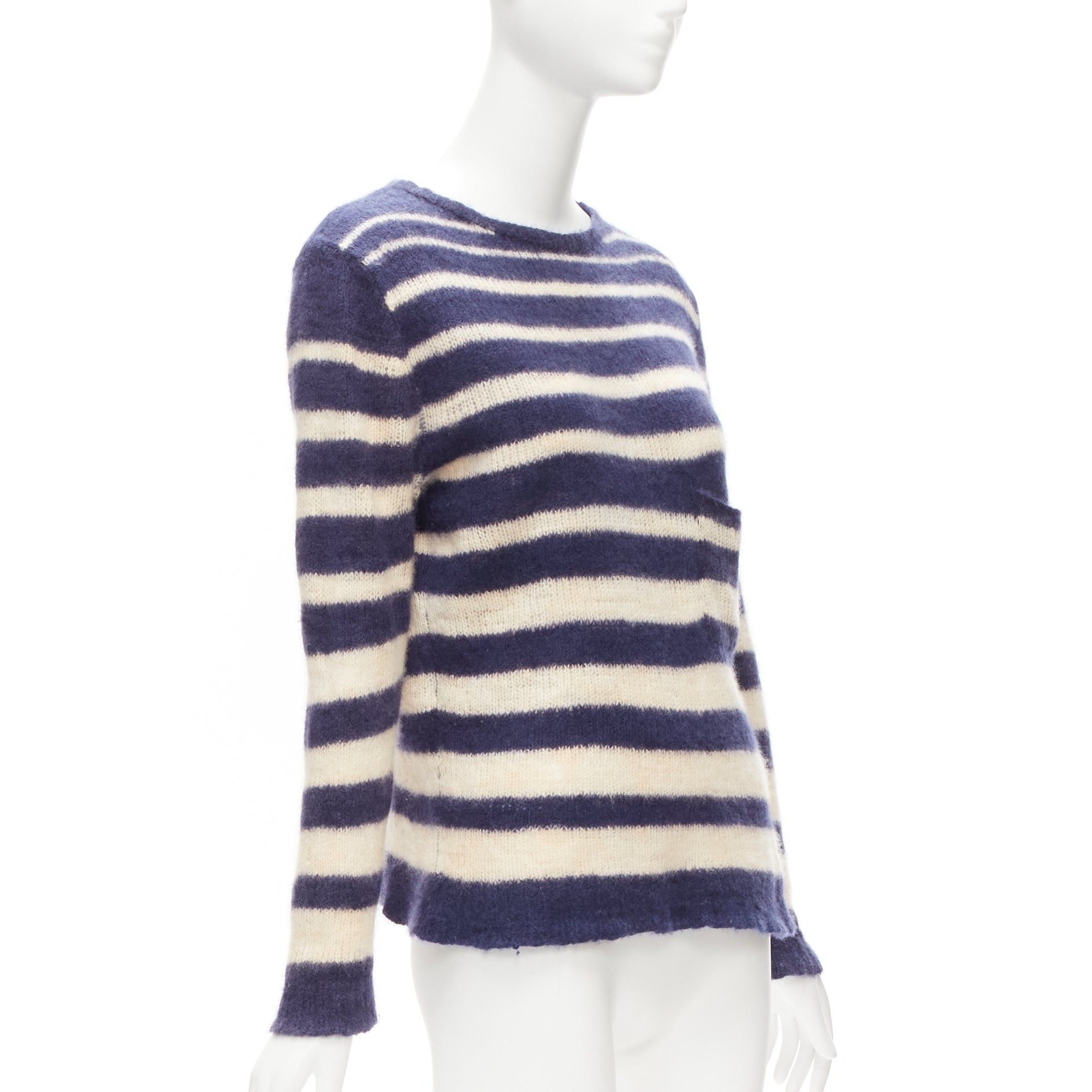 The Elder Statesman THE ELDER STATESMAN 100% cashmere navy cream nautical stripes sweater S Size S / US 4 / IT 40 - 3 Thumbnail