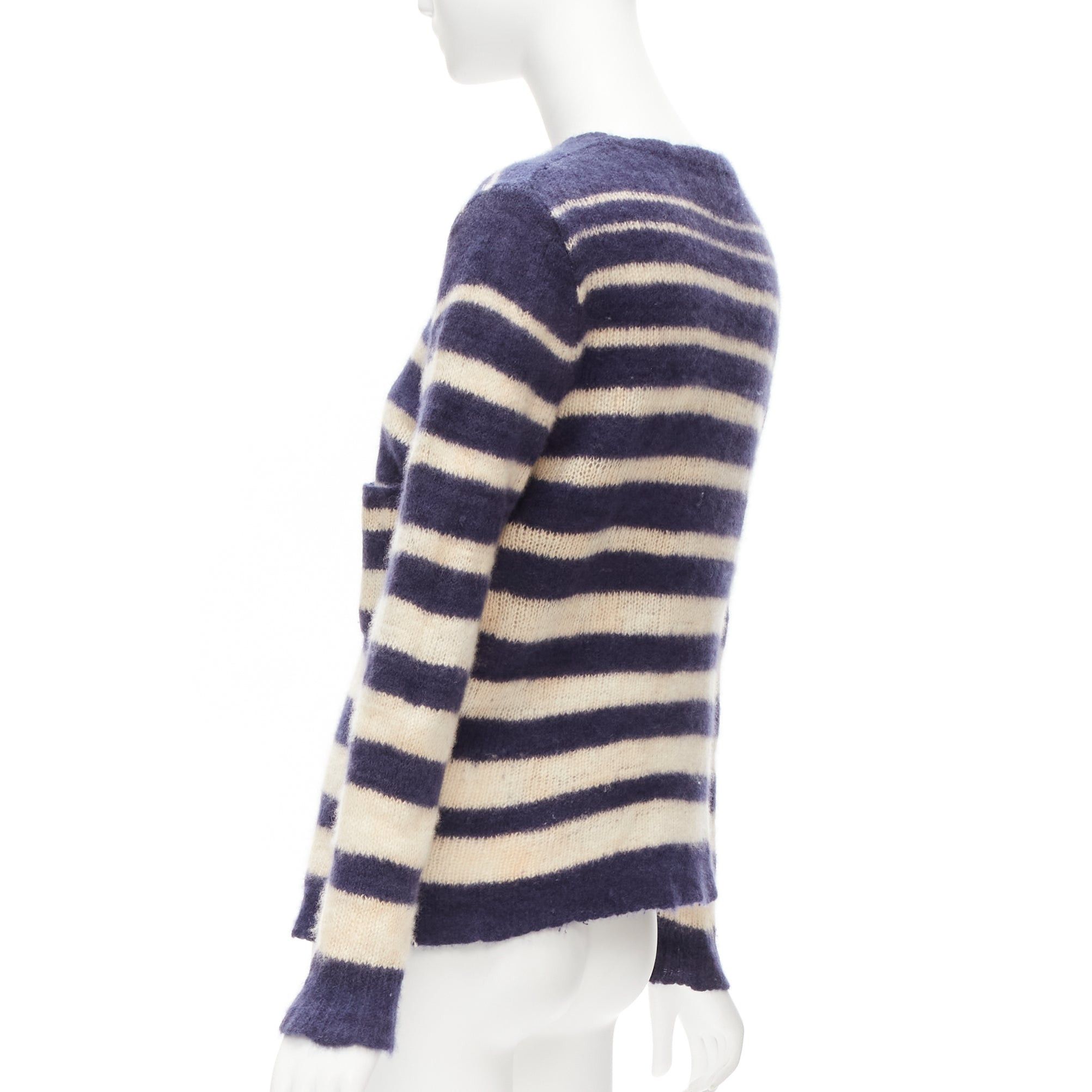 The Elder Statesman THE ELDER STATESMAN 100% cashmere navy cream nautical stripes sweater S Size S / US 4 / IT 40 - 6 Thumbnail