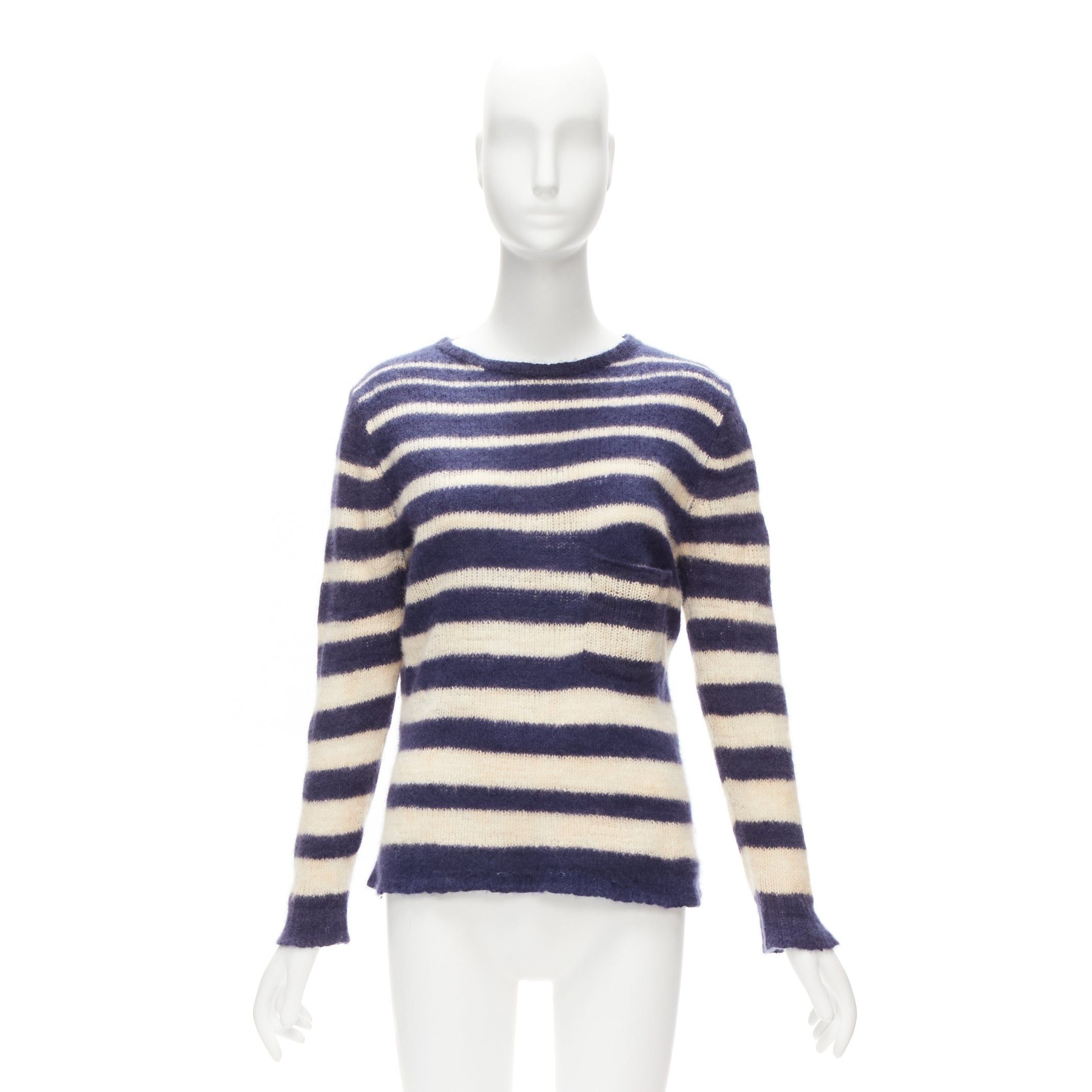 The Elder Statesman THE ELDER STATESMAN 100% cashmere navy cream nautical stripes sweater S Size S / US 4 / IT 40 - 9 Thumbnail