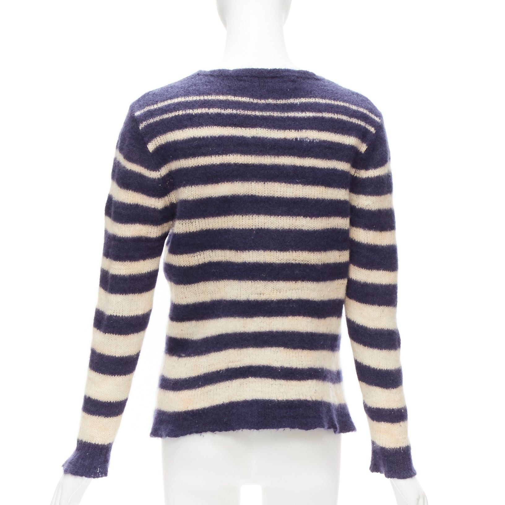 The Elder Statesman THE ELDER STATESMAN 100% cashmere navy cream nautical stripes sweater S Size S / US 4 / IT 40 - 5 Thumbnail