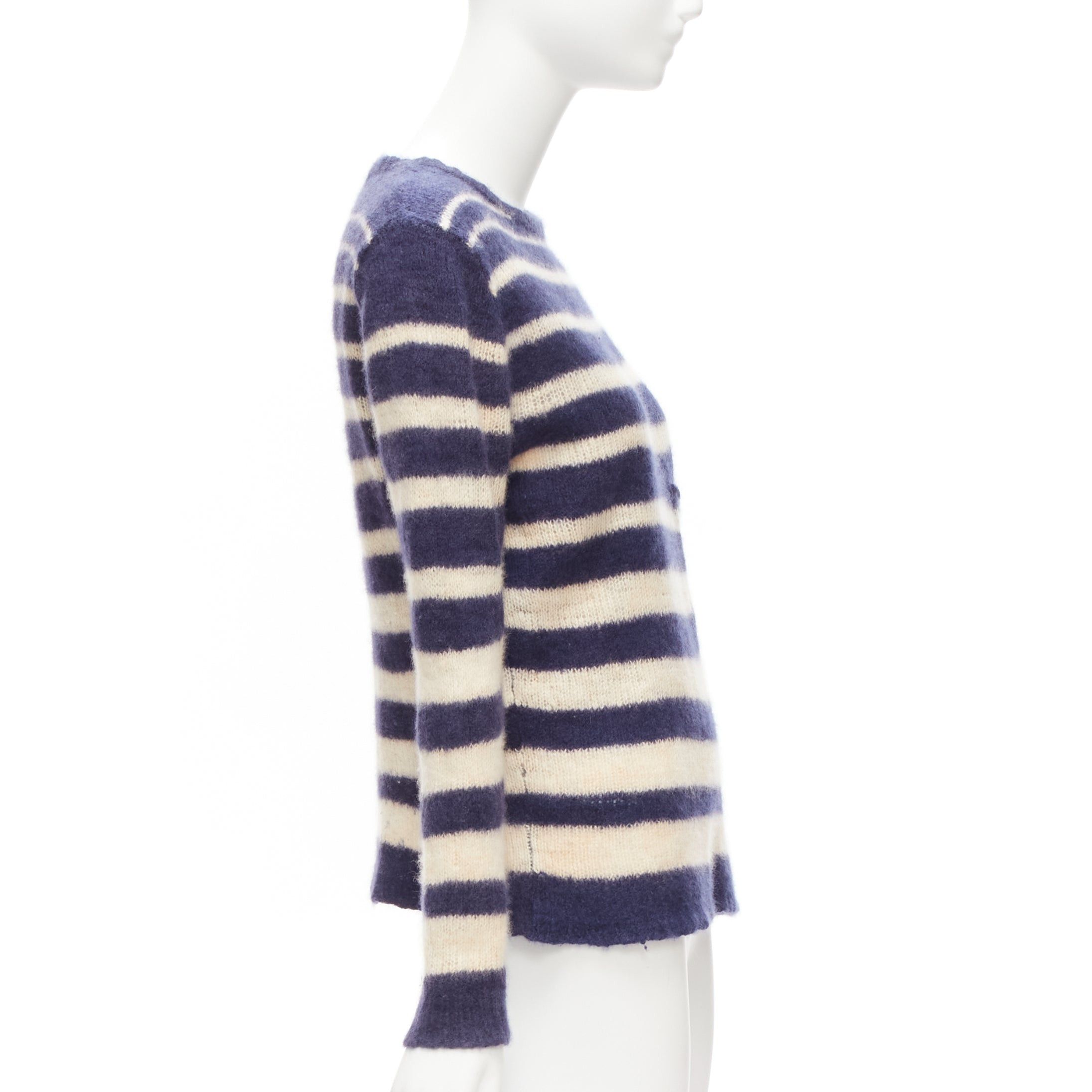 The Elder Statesman THE ELDER STATESMAN 100% cashmere navy cream nautical stripes sweater S Size S / US 4 / IT 40 - 4 Thumbnail