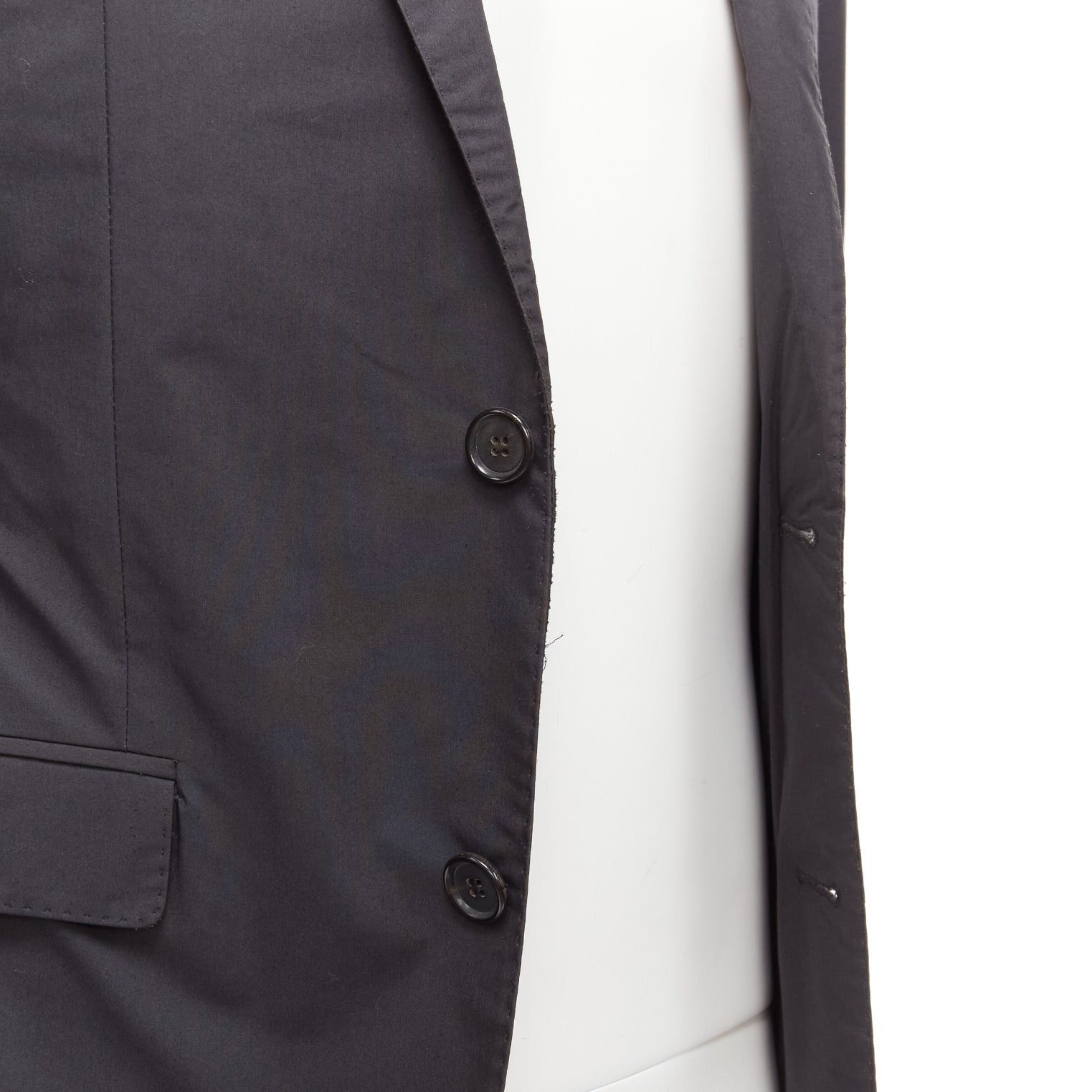 Lanvin LANVIN dark grey cotton blend nylon minimal single breast suit blazer EU44 XS Size 46R - 7 Thumbnail