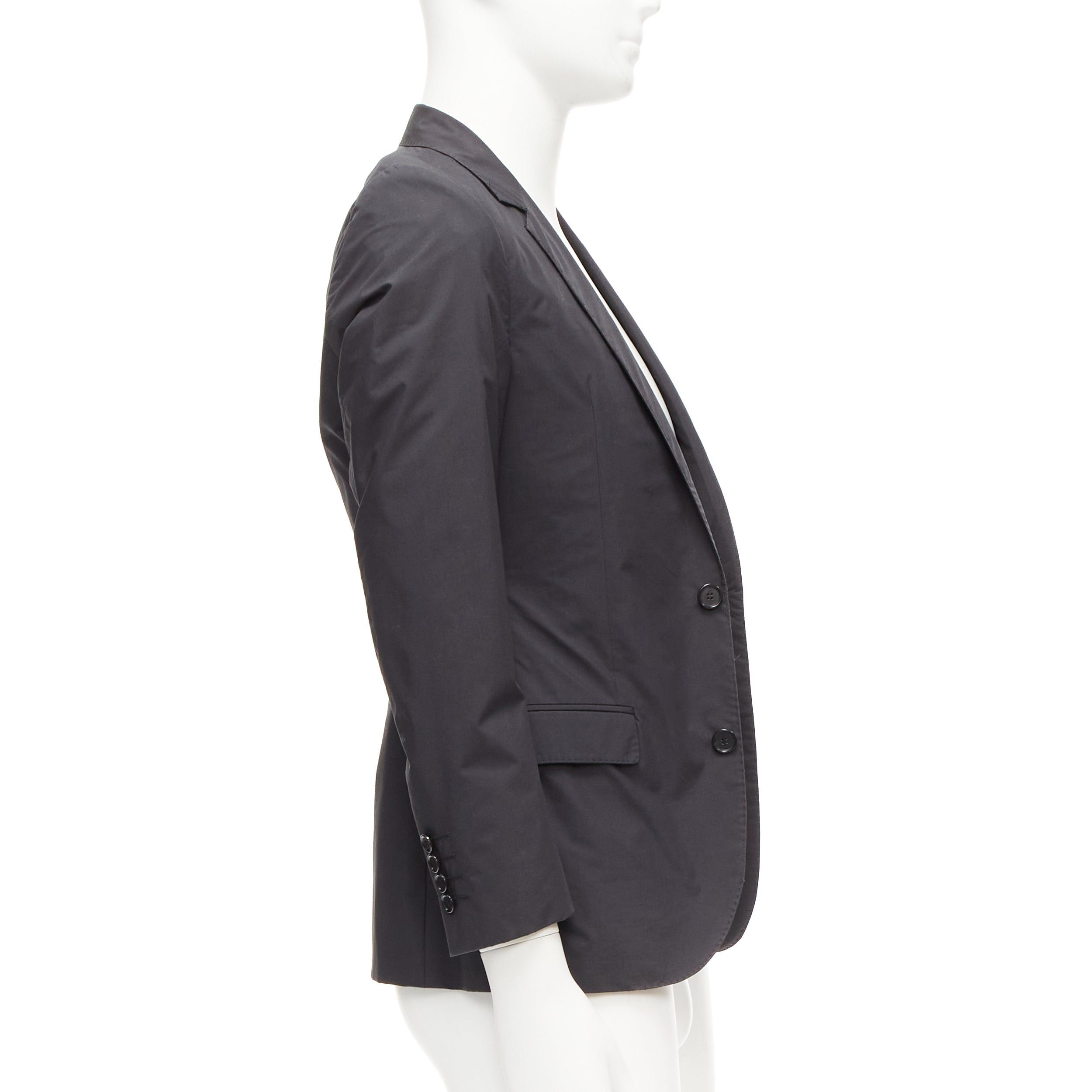 Lanvin LANVIN dark grey cotton blend nylon minimal single breast suit blazer EU44 XS Size 46R - 4 Thumbnail