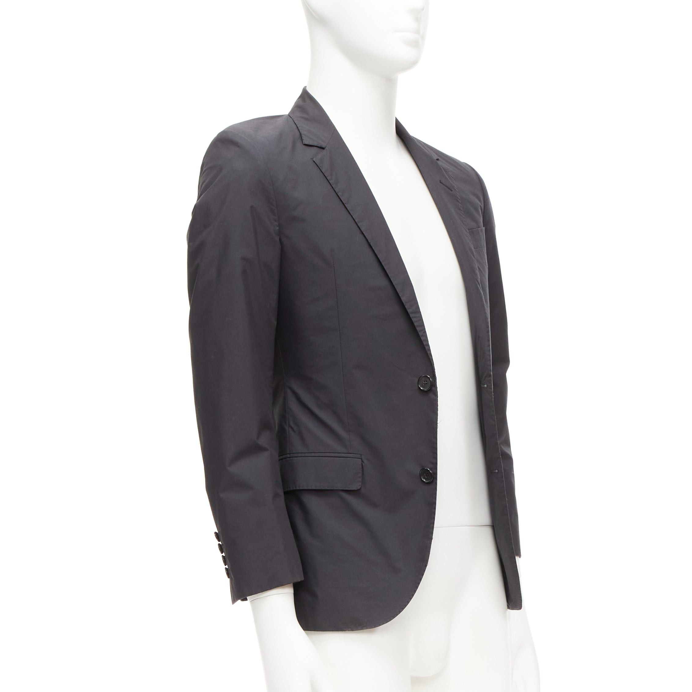 Lanvin LANVIN dark grey cotton blend nylon minimal single breast suit blazer EU44 XS Size 46R - 3 Thumbnail