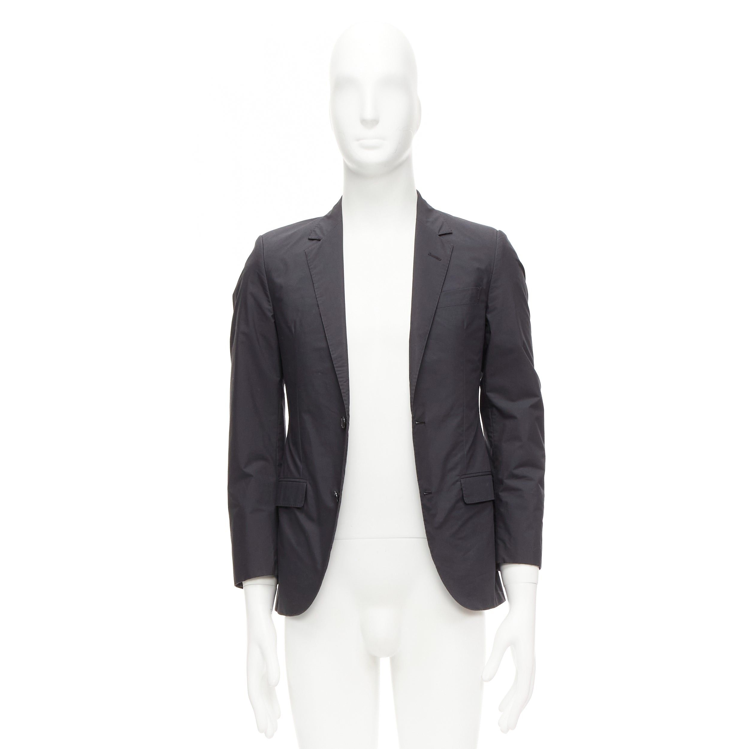 Lanvin LANVIN dark grey cotton blend nylon minimal single breast suit blazer EU44 XS Size 46R - 9 Thumbnail