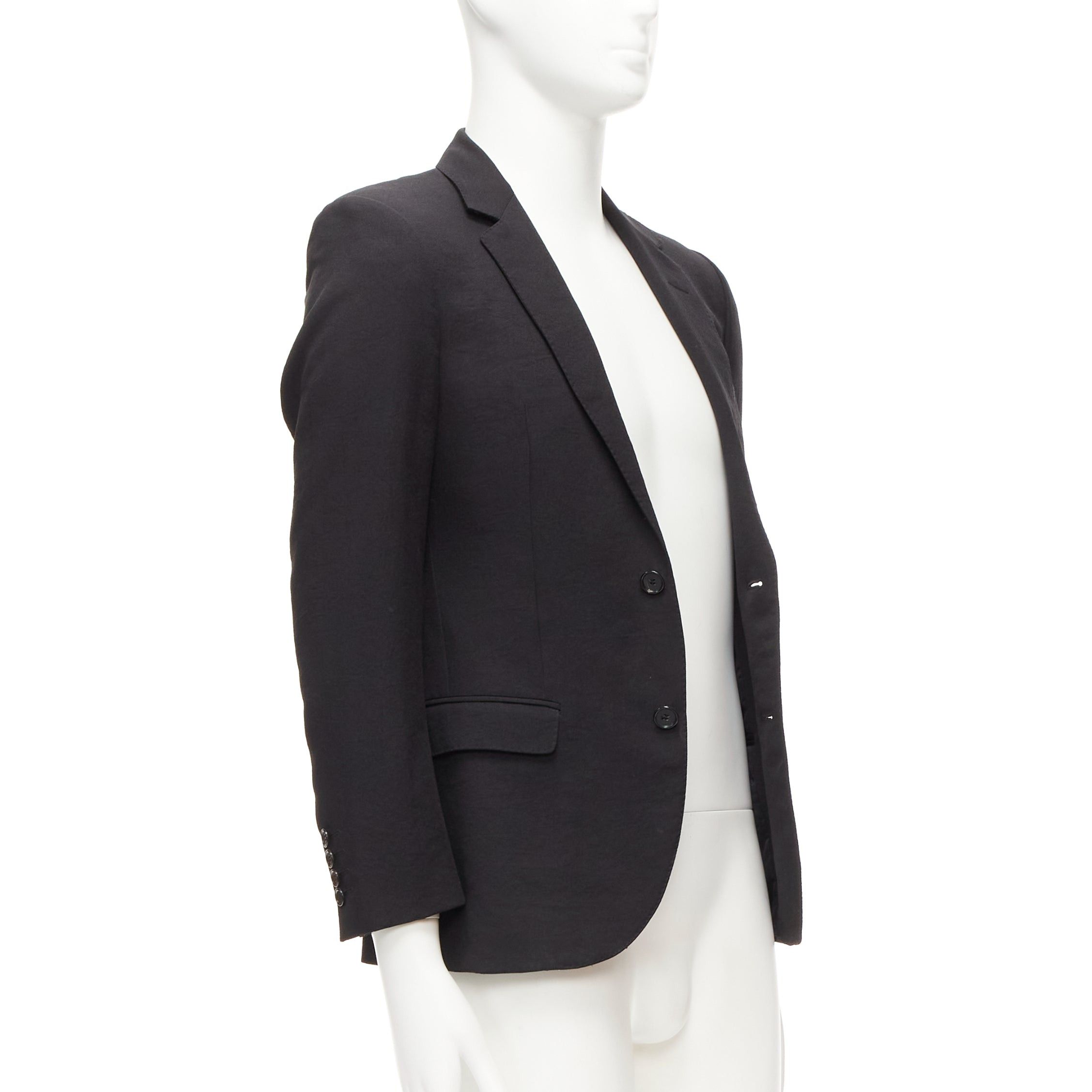 Lanvin LANVIN black waffle low shine single breast minimal suit blazer EU44 XS Size 46R - 3 Thumbnail