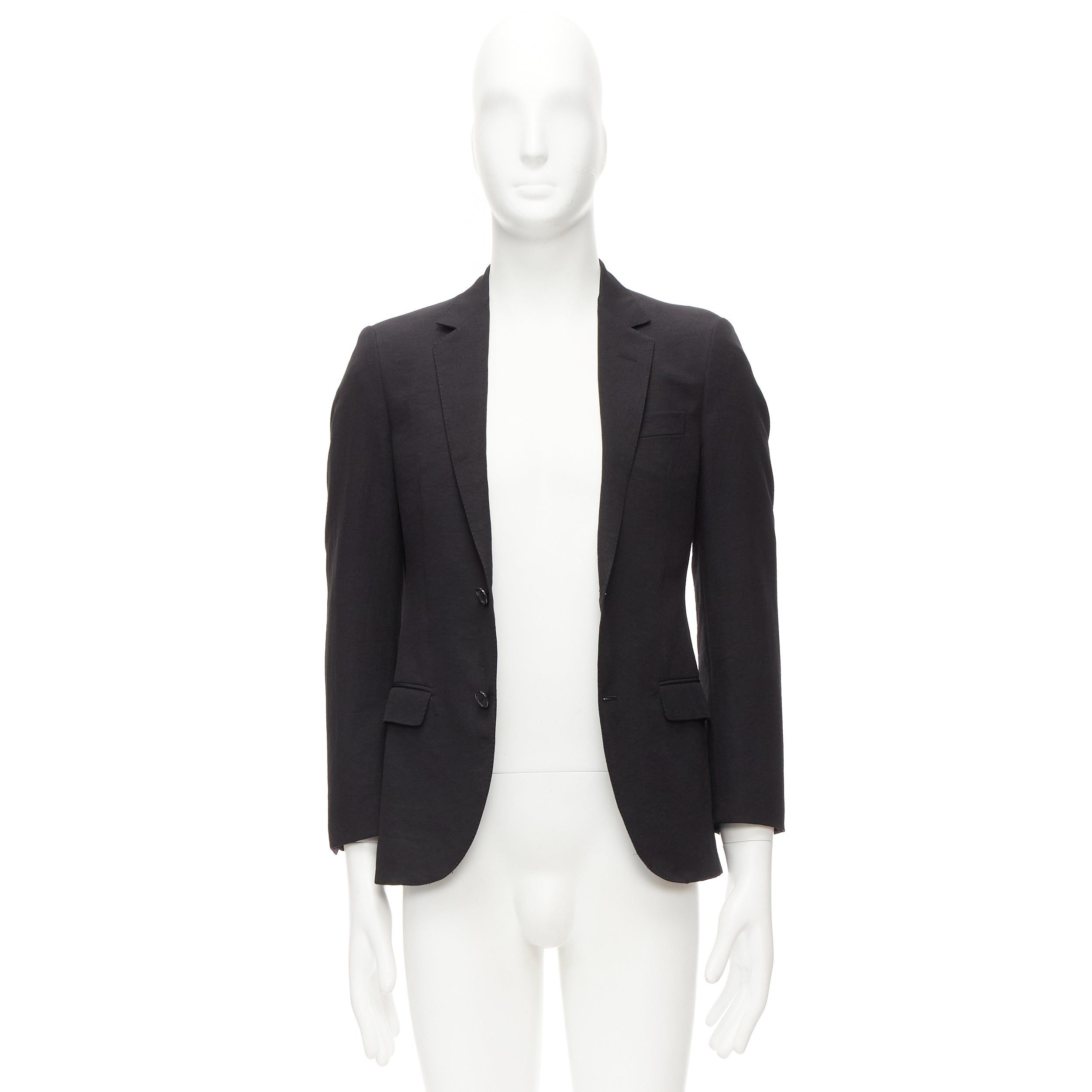 Lanvin LANVIN black waffle low shine single breast minimal suit blazer EU44 XS Size 46R - 9 Thumbnail