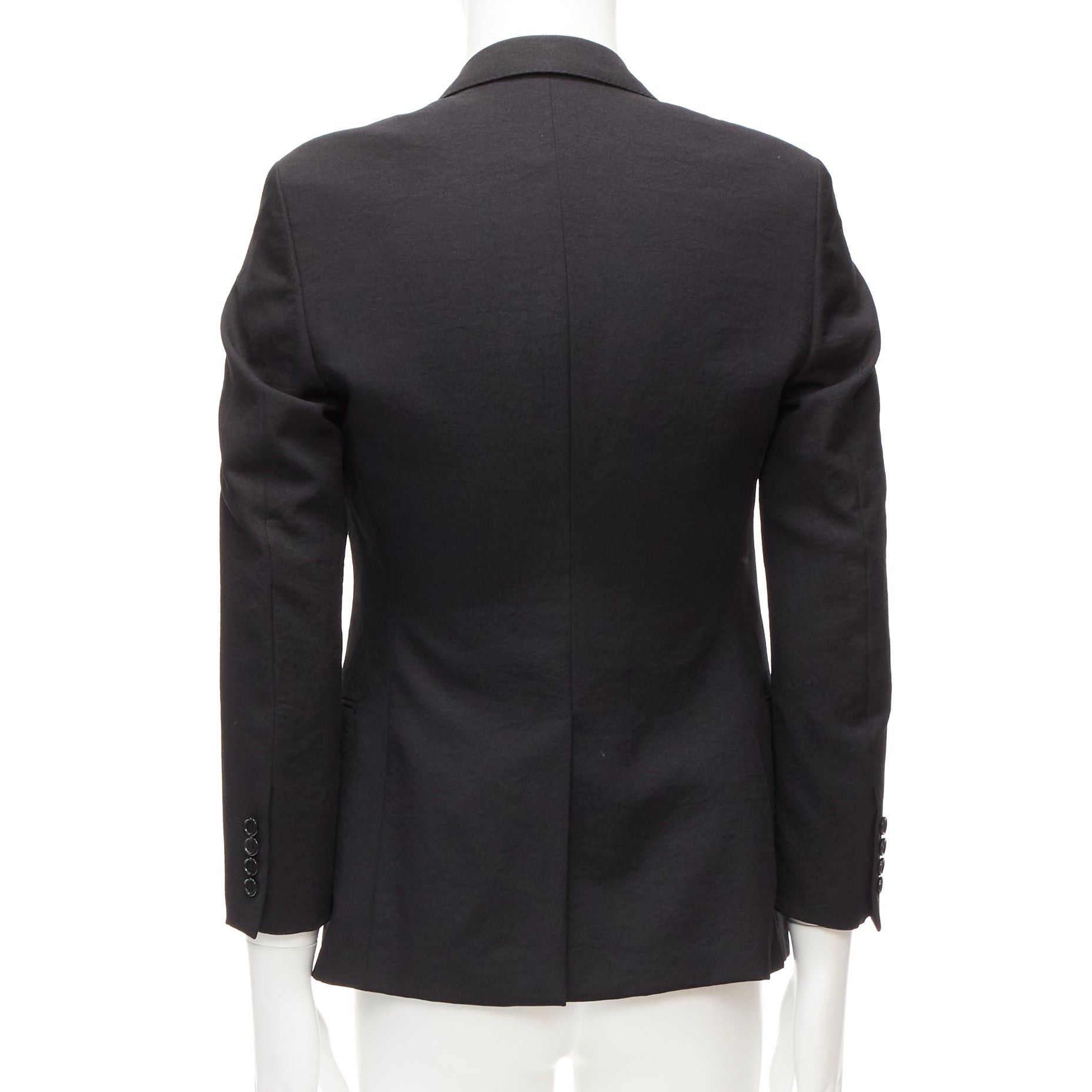Lanvin LANVIN black waffle low shine single breast minimal suit blazer EU44 XS Size 46R - 5 Thumbnail
