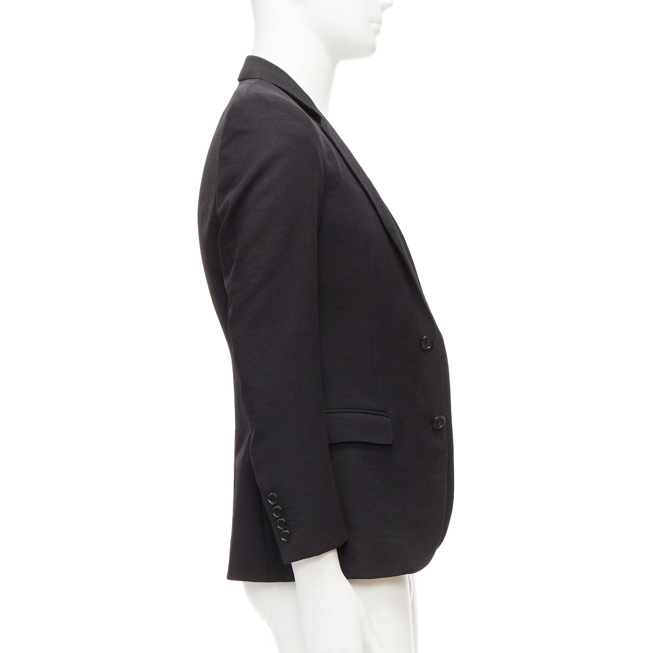 Lanvin LANVIN black waffle low shine single breast minimal suit blazer EU44 XS Size 46R - 4 Thumbnail