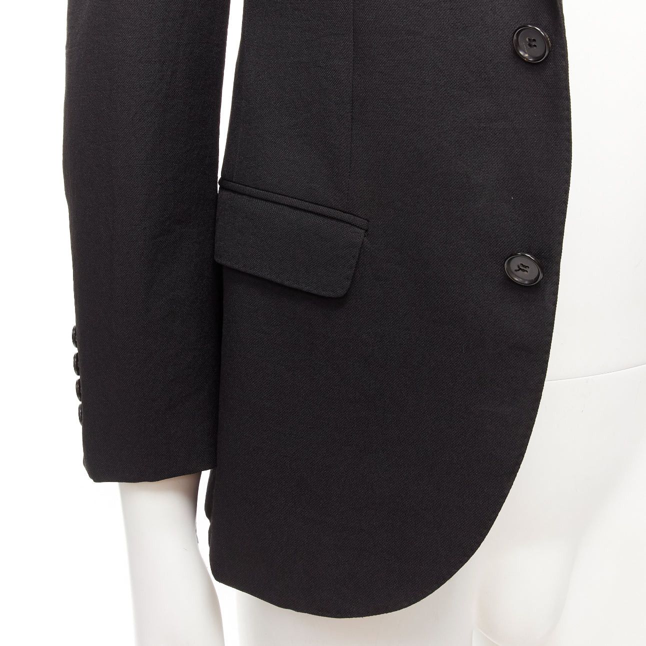 Lanvin LANVIN black waffle low shine single breast minimal suit blazer EU44 XS Size 46R - 2 Thumbnail