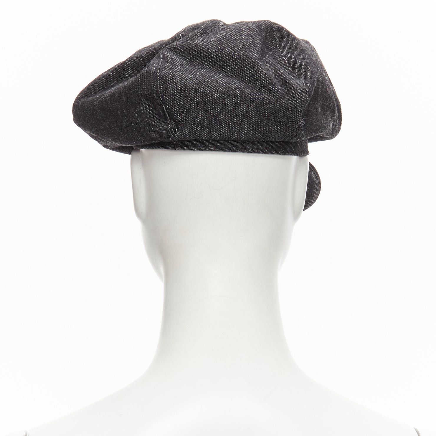 Burberry BURBERRY Vintage black denim logo embroidery zip zip pocket newboy hat Sz 54 Size ONE SIZE - 5 Thumbnail