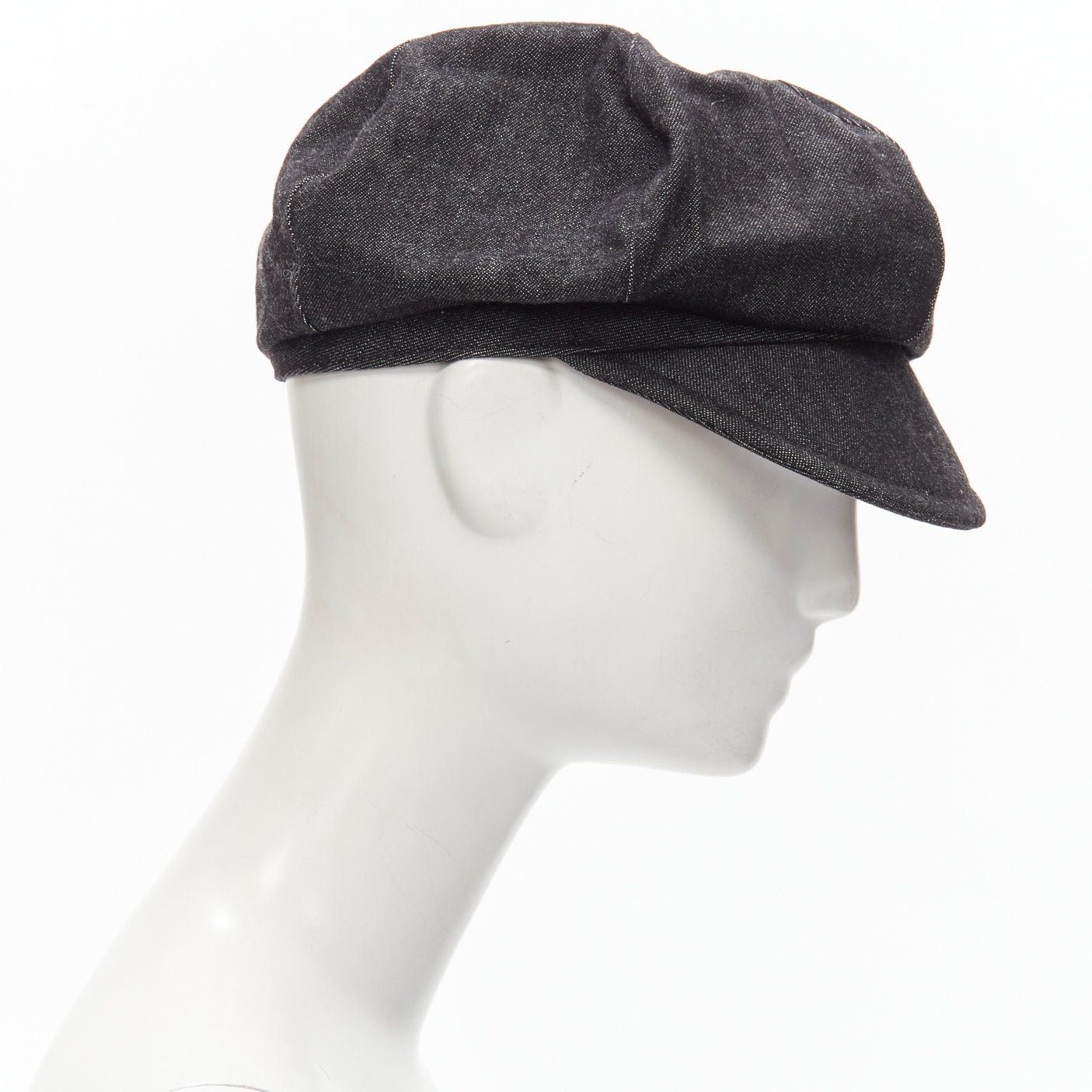 Burberry BURBERRY Vintage black denim logo embroidery zip zip pocket newboy hat Sz 54 Size ONE SIZE - 4 Thumbnail