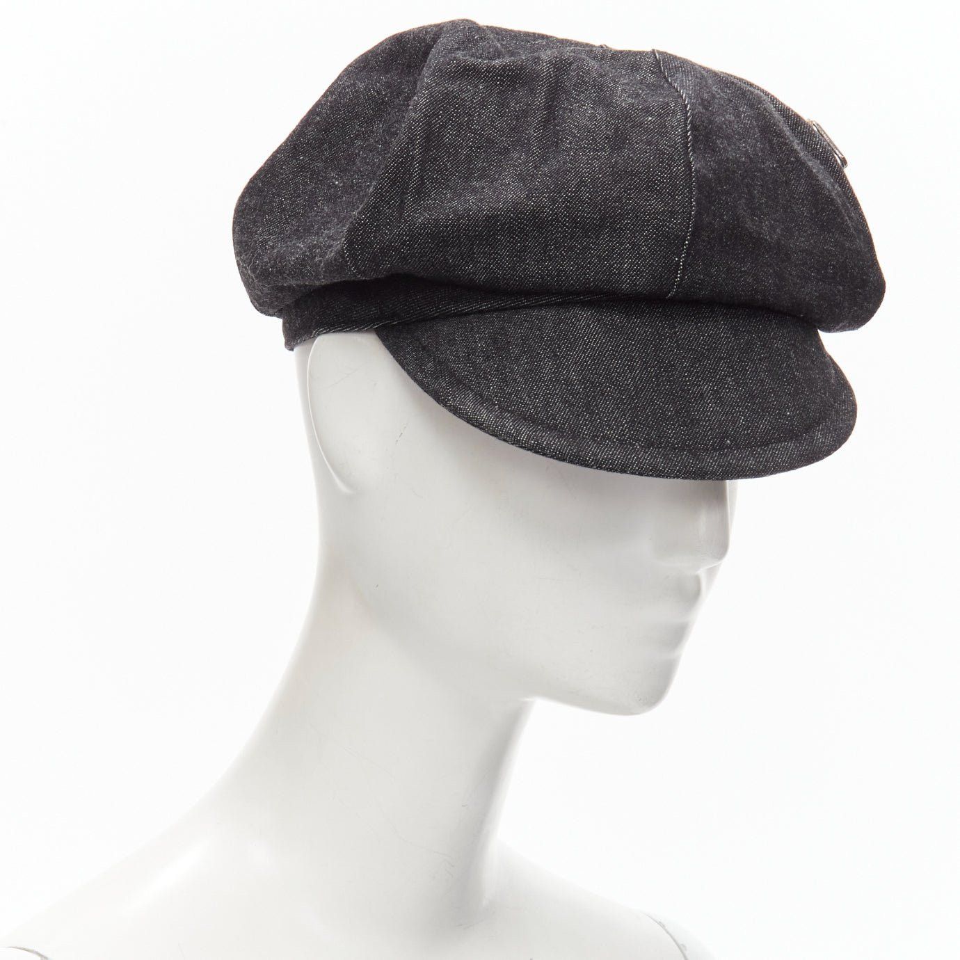 Burberry BURBERRY Vintage black denim logo embroidery zip zip pocket newboy hat Sz 54 Size ONE SIZE - 3 Thumbnail