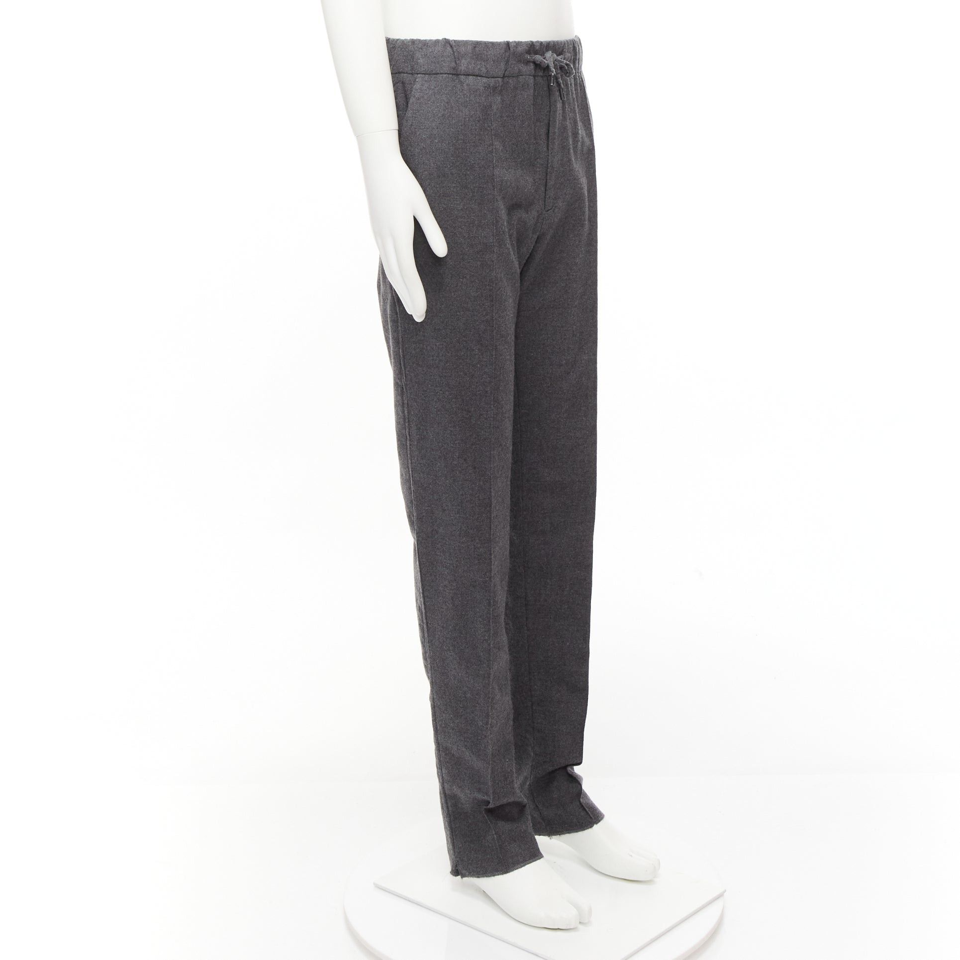 Fendi FENDI 100% virgin wool grey drawstring waistband casual dress trousers IT46 S Size 46R - 3 Thumbnail