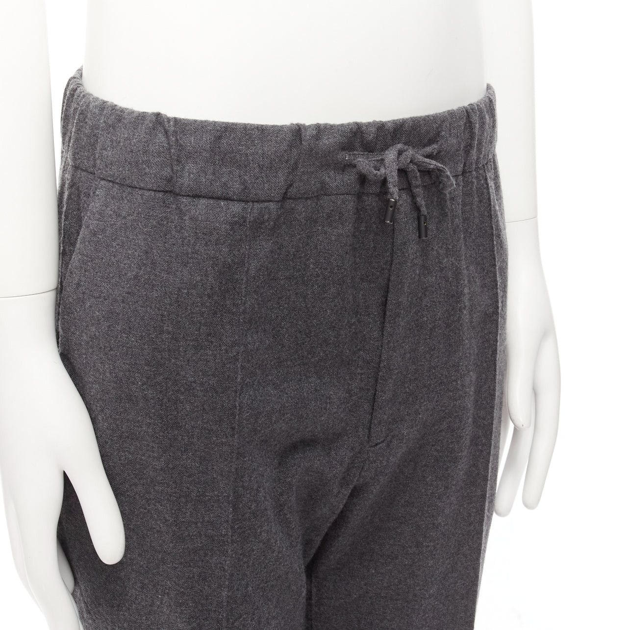 Fendi FENDI 100% virgin wool grey drawstring waistband casual dress trousers IT46 S Size 46R - 2 Thumbnail