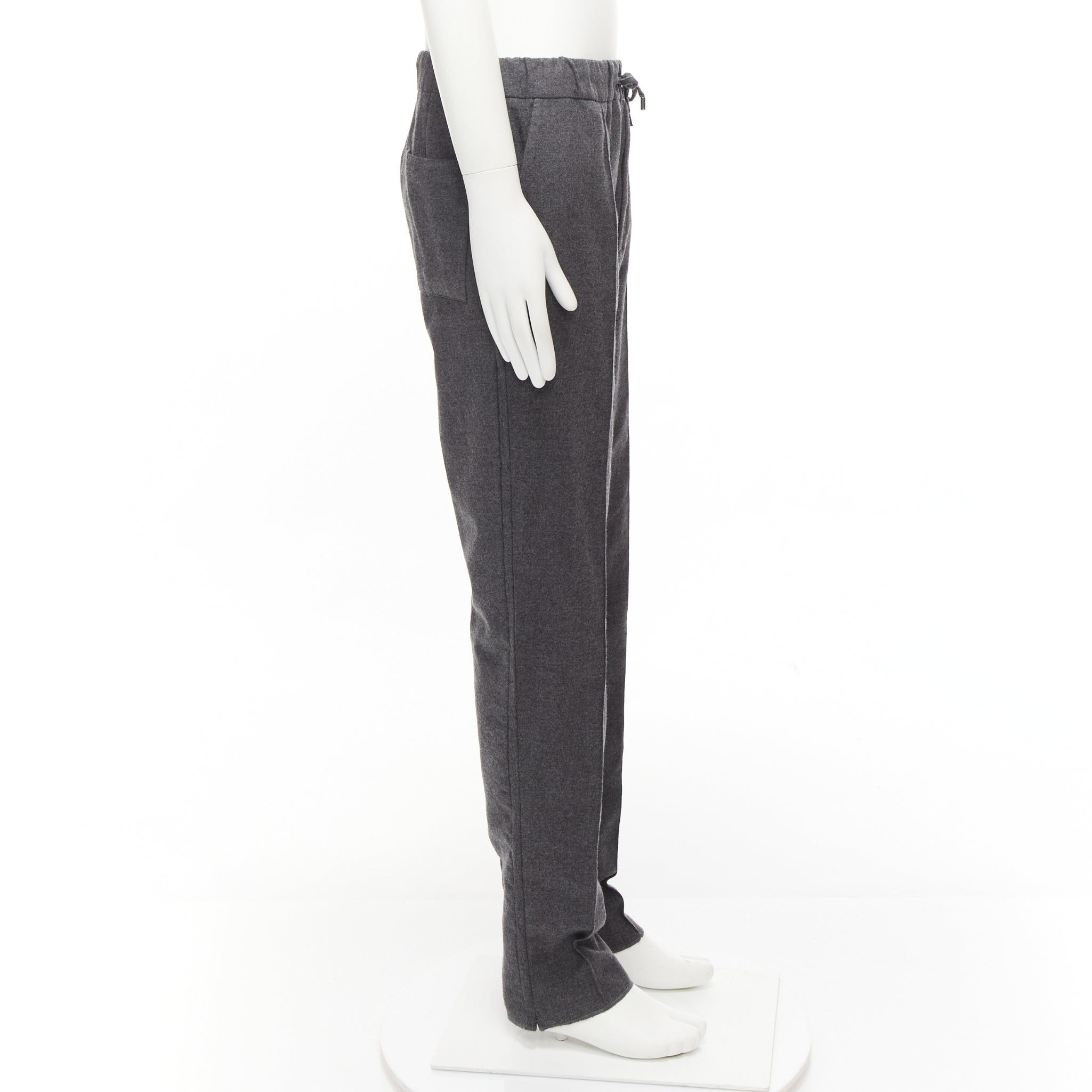 Fendi FENDI 100% virgin wool grey drawstring waistband casual dress trousers IT46 S Size 46R - 4 Thumbnail