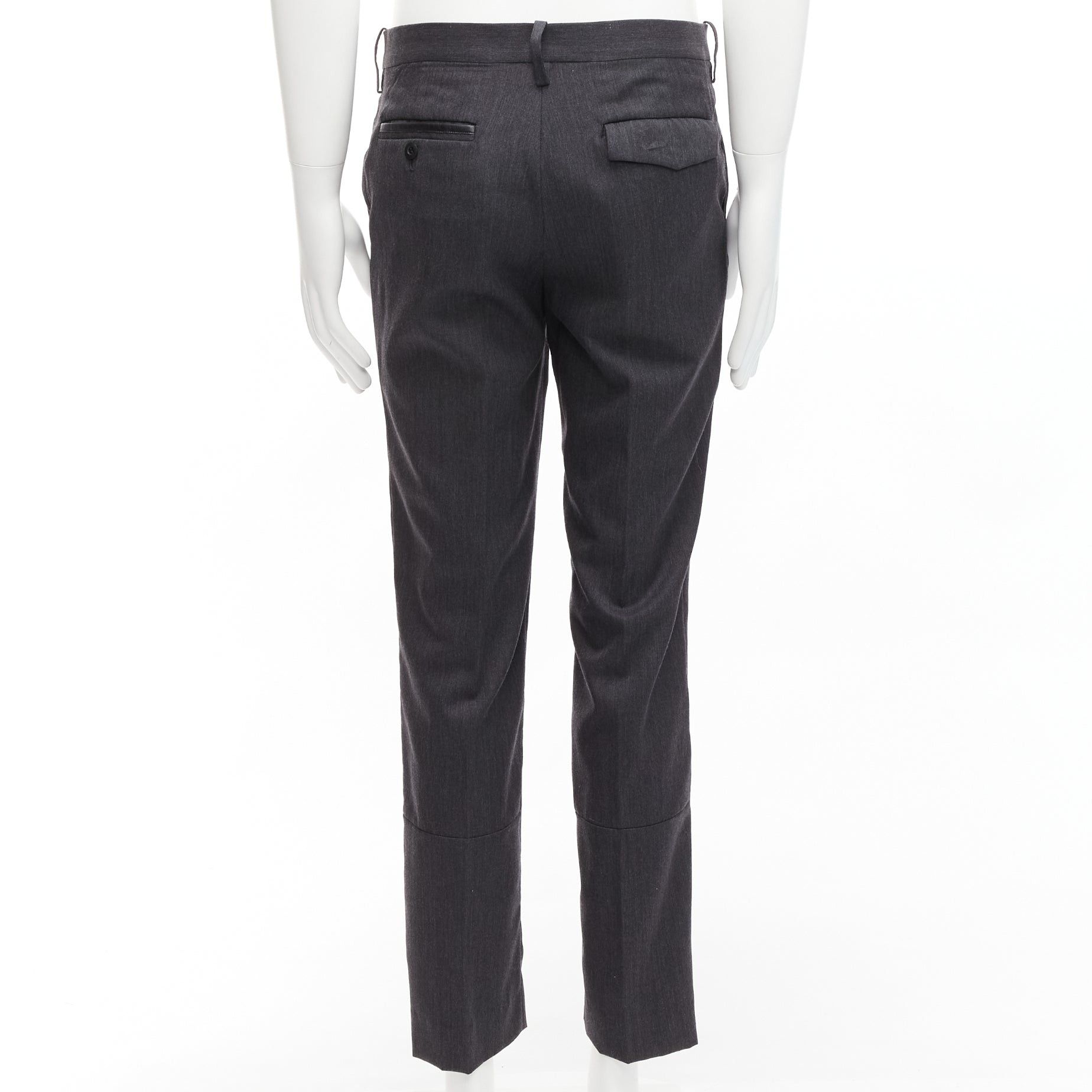 Undercover UNDERCOVER John grey 100% wool black cowhide trim patchwork trousers JP4 XL Size 28" / US 6 / IT 42 - 5 Thumbnail