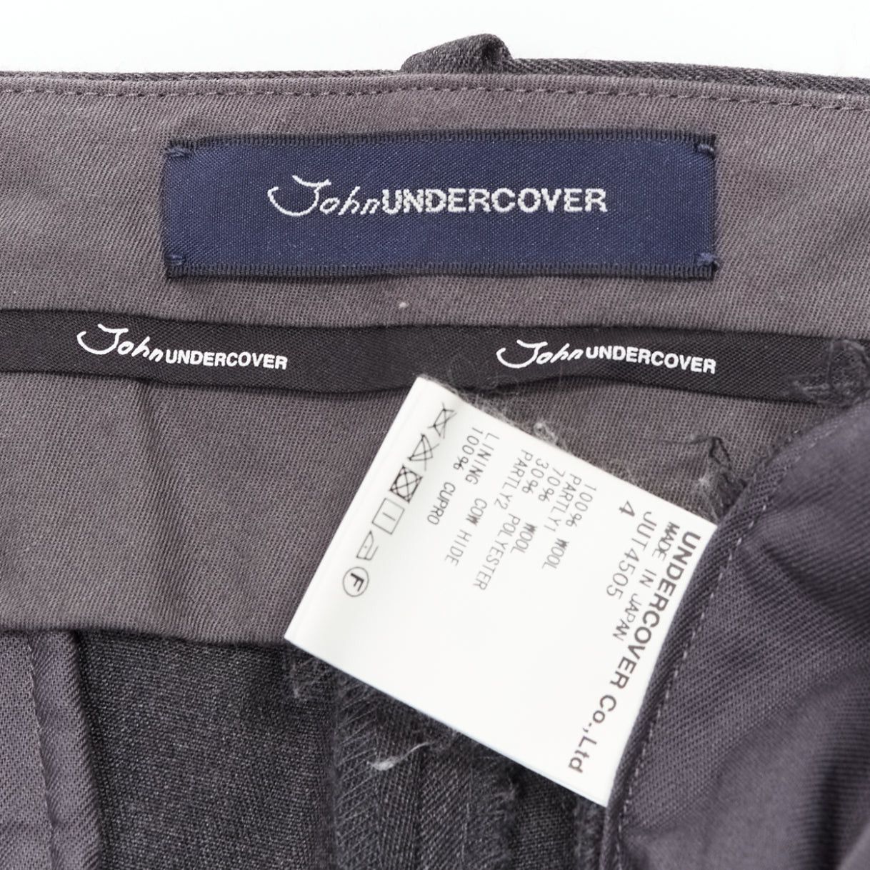Undercover UNDERCOVER John grey 100% wool black cowhide trim patchwork trousers JP4 XL Size 28" / US 6 / IT 42 - 8 Thumbnail