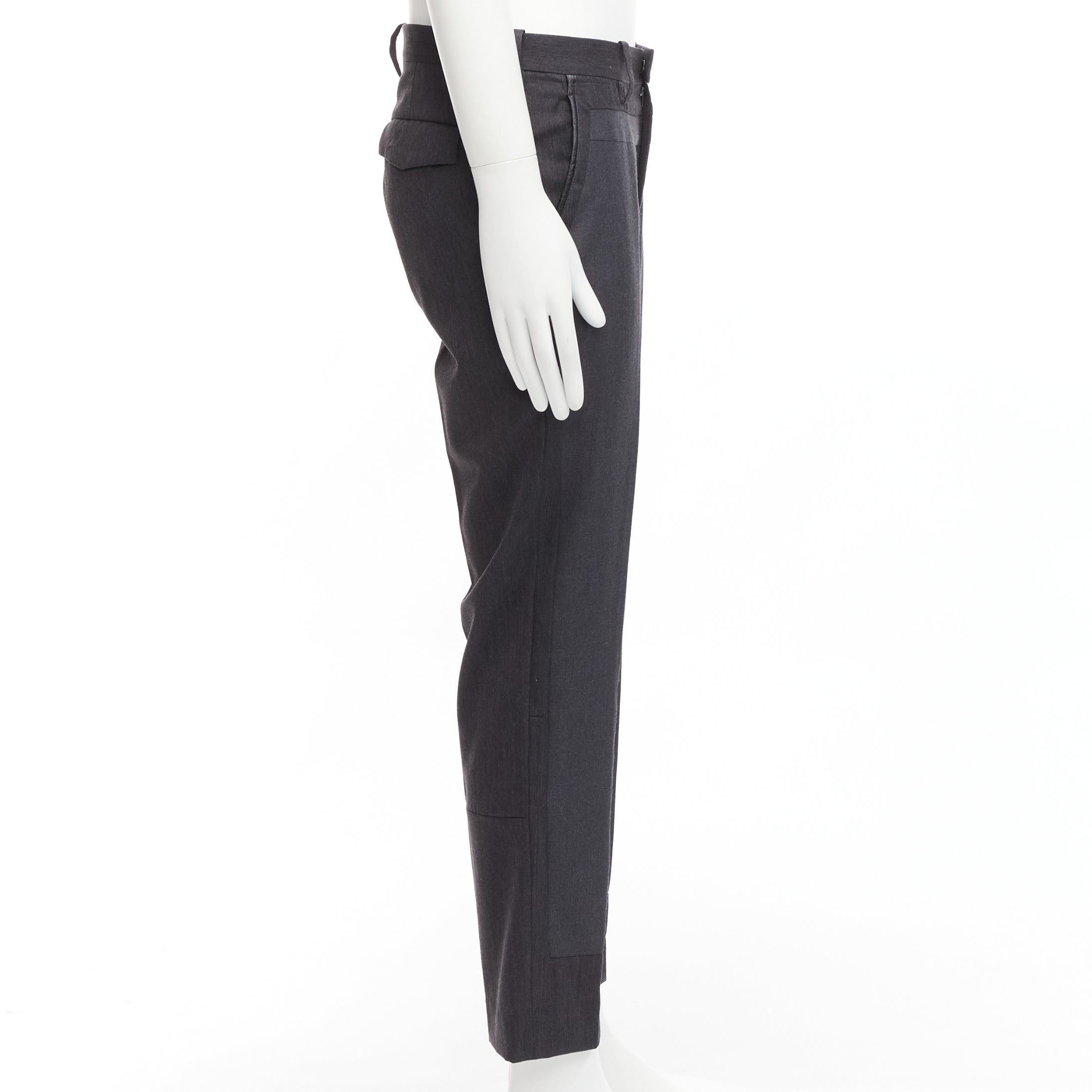 Undercover UNDERCOVER John grey 100% wool black cowhide trim patchwork trousers JP4 XL Size 28" / US 6 / IT 42 - 4 Thumbnail