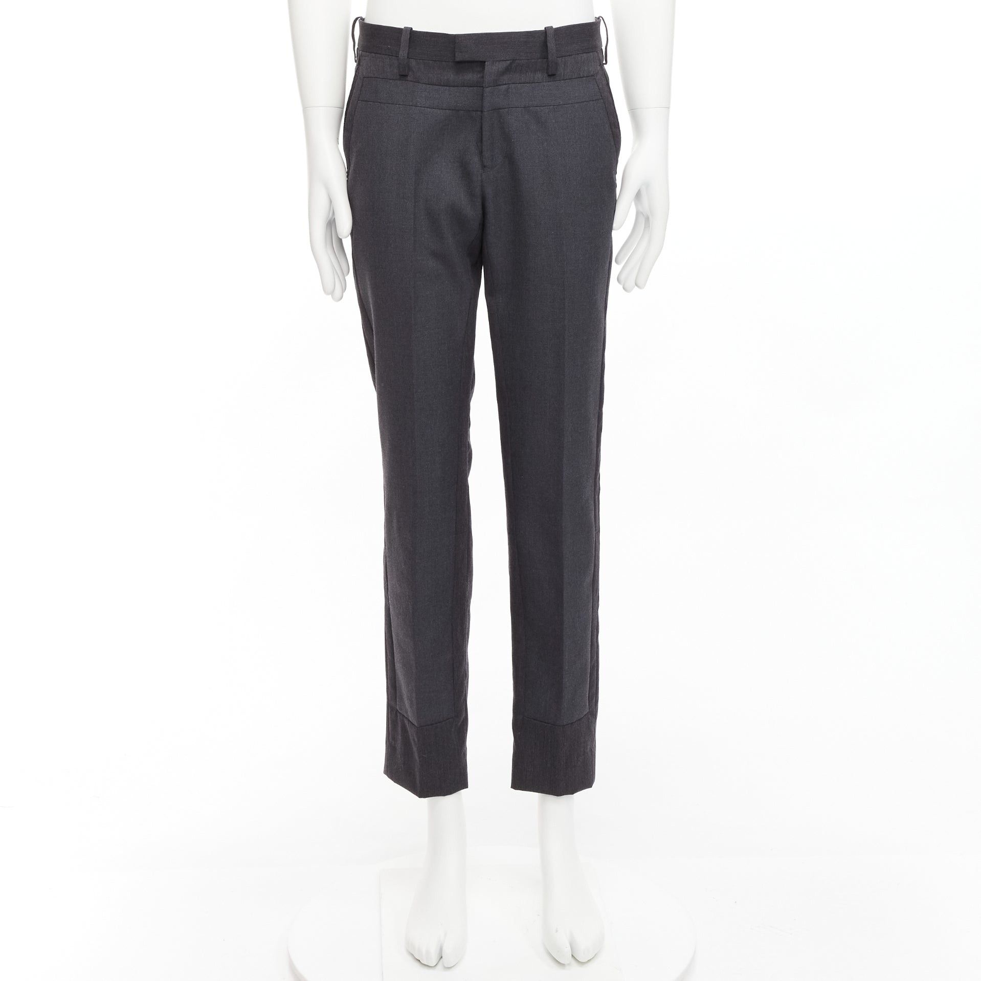 Undercover UNDERCOVER John grey 100% wool black cowhide trim patchwork trousers JP4 XL Size 28" / US 6 / IT 42 - 9 Thumbnail